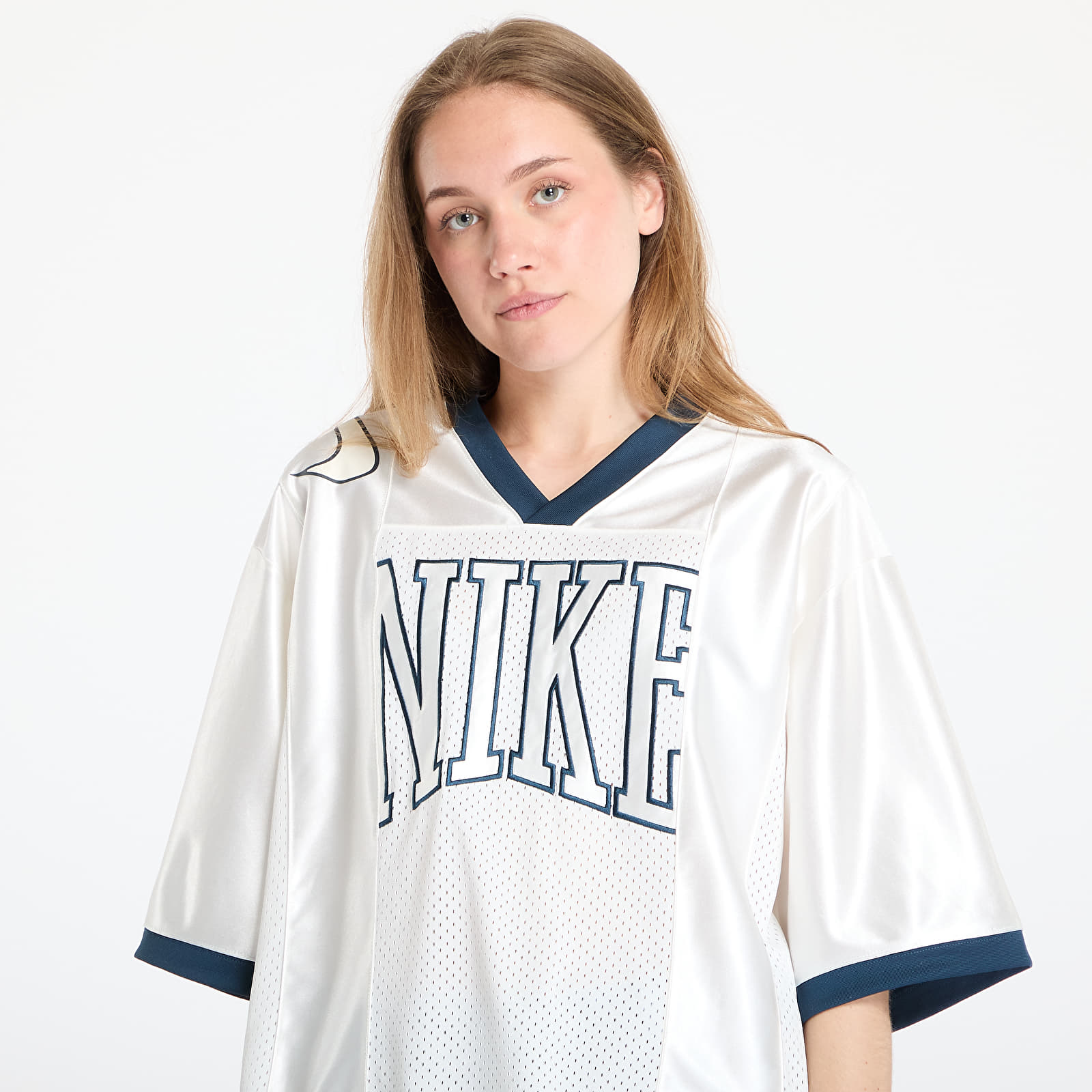 Trikók Nike Sportswear Street Women's Oversized Short-Sleeve Graphic Jersey Sail/ Armory Navy