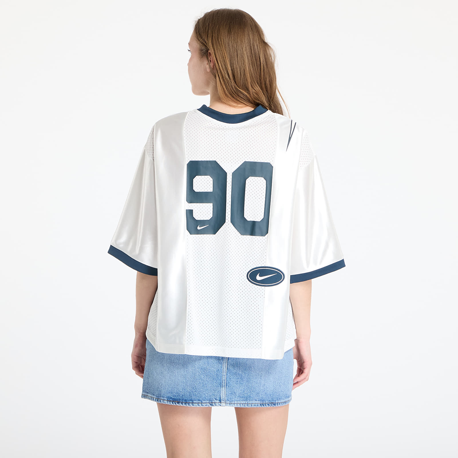 Trikók Nike Sportswear Street Women's Oversized Short-Sleeve Graphic Jersey Sail/ Armory Navy