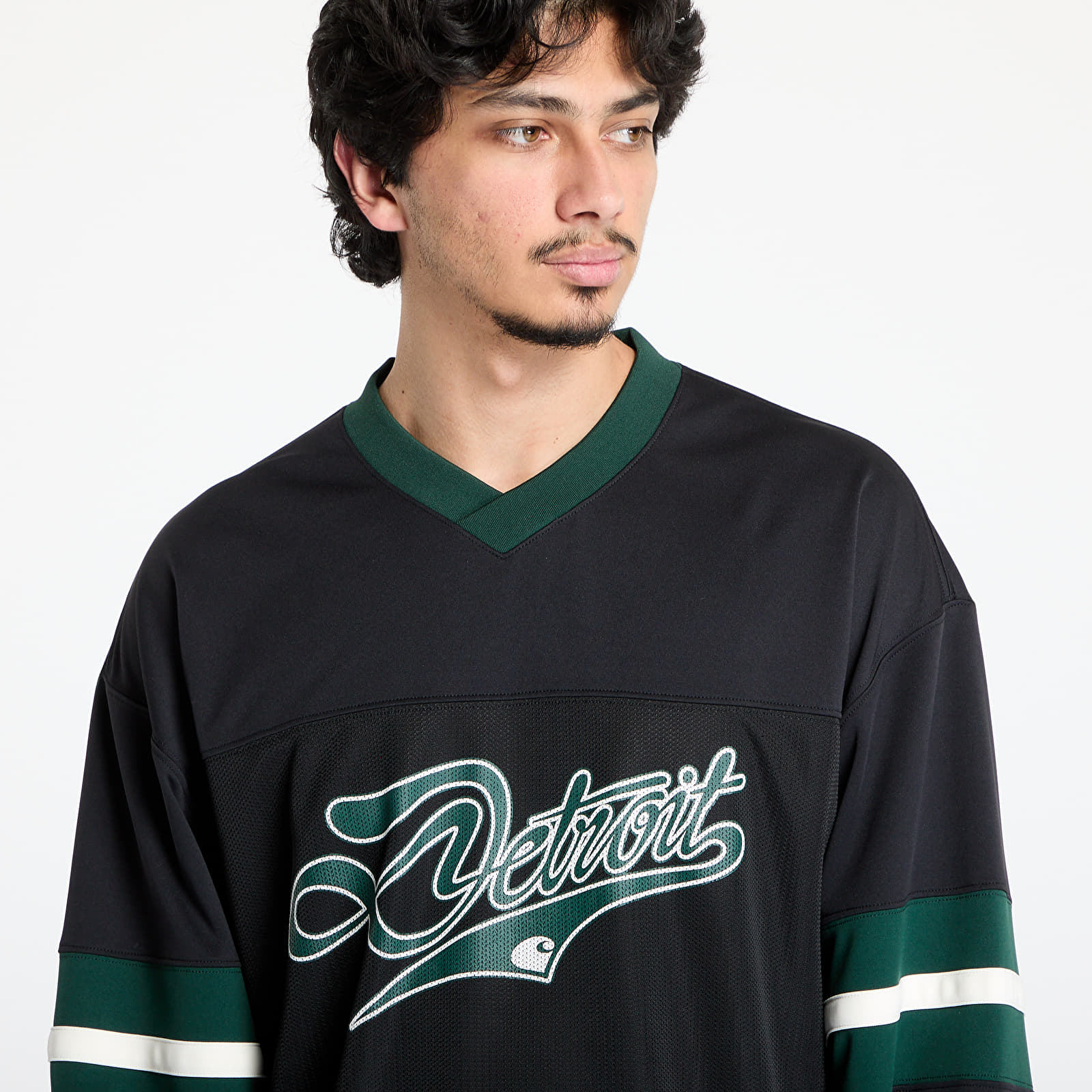 Pólók Carhartt WIP Long Sleeve Detroit Mesh T-Shirt UNISEX Black/ Conifer/ Wax