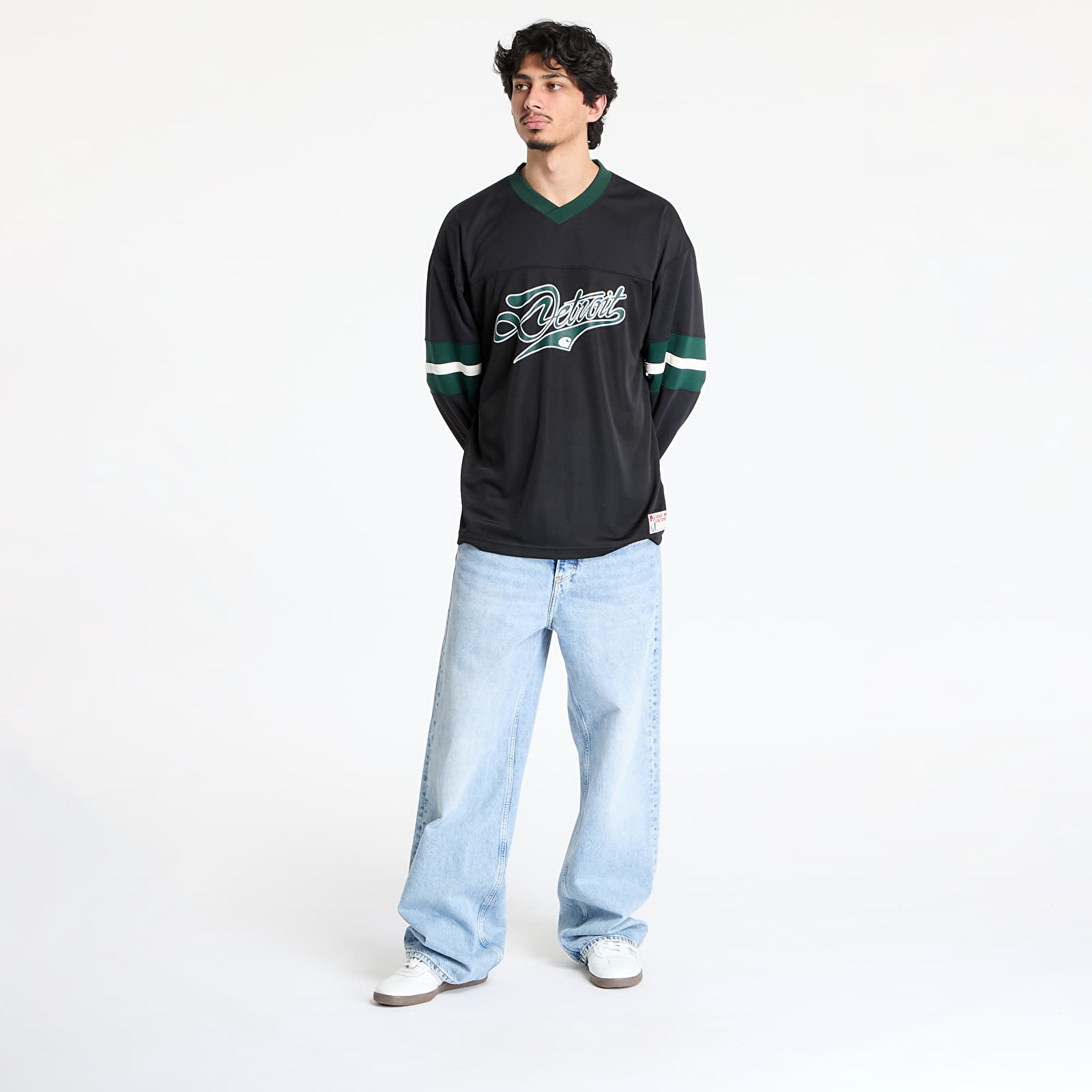 Pólók Carhartt WIP Long Sleeve Detroit Mesh T-Shirt UNISEX Black/ Conifer/ Wax