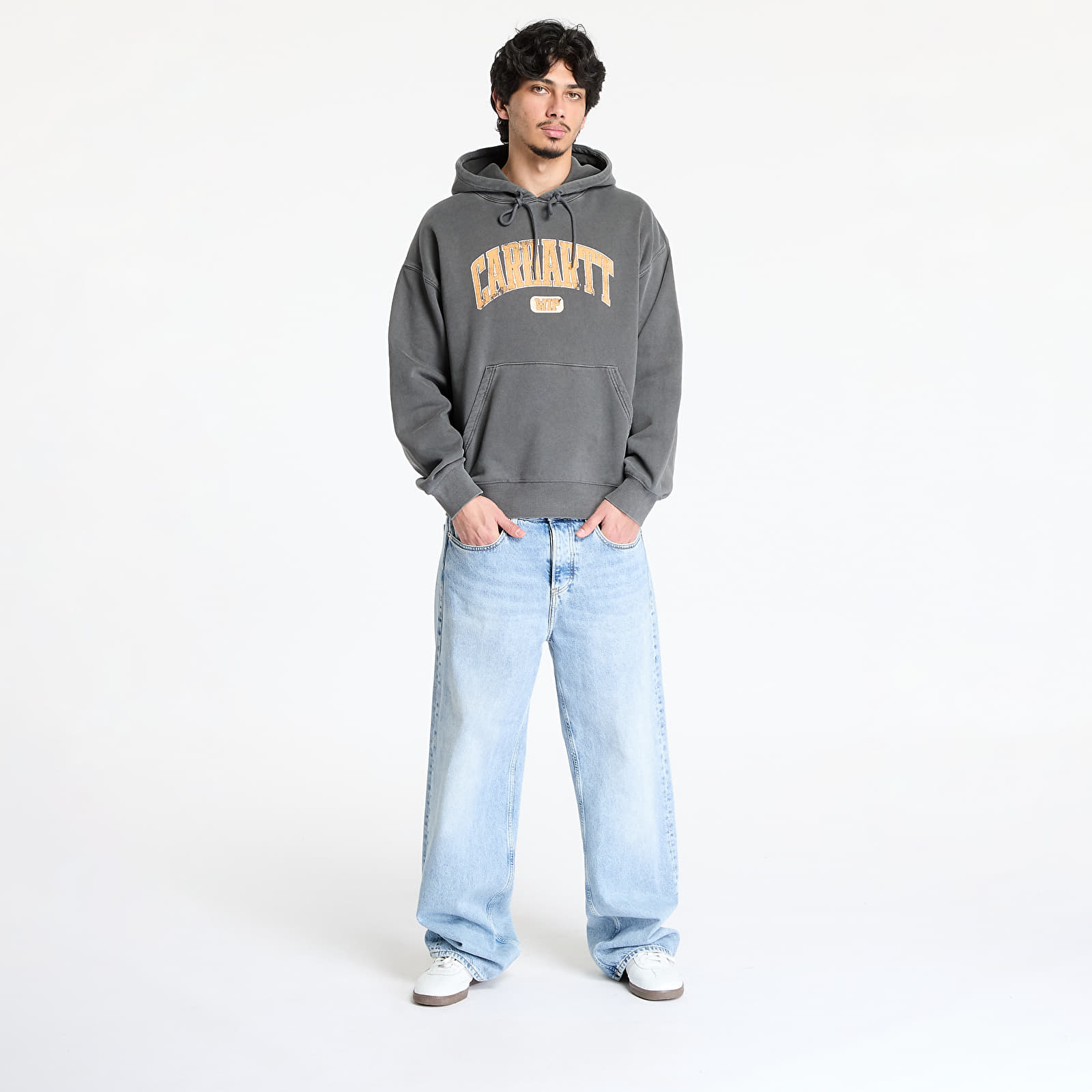 Kapucnis pulóverek és pulcsik Carhartt WIP Hooded Library Sweat UNISEX Black Garment Dyed