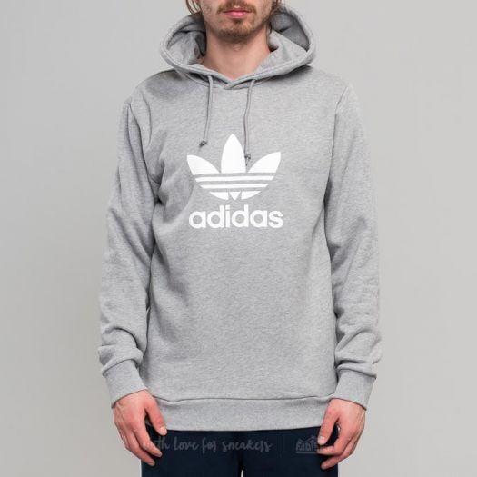 Grey adidas trefoil hoodie outlet