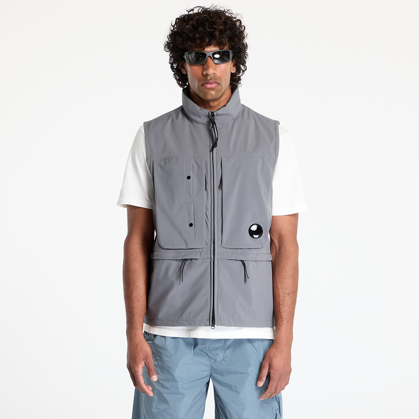 Vesty C.P. Company Cp Shell-R Hooded Vest Smoked Pearl