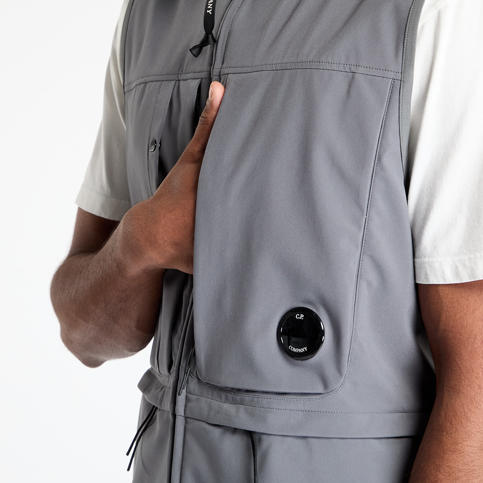Vesty C.P. Company Cp Shell-R Hooded Vest Smoked Pearl