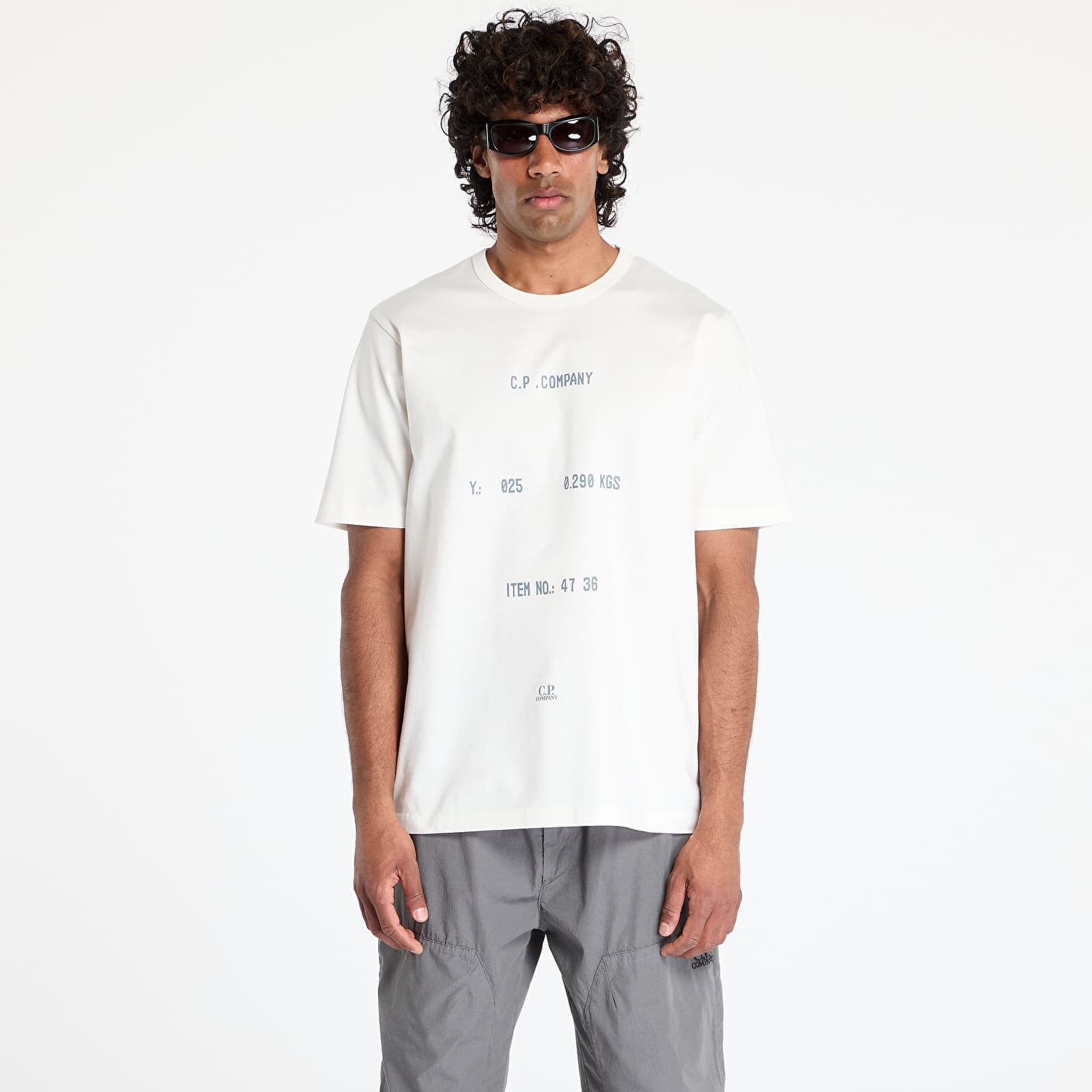 Tricou C.P. Company 30/2 Mercerized Jersey Twisted Typographic Logo T-Shirt Gauze White S