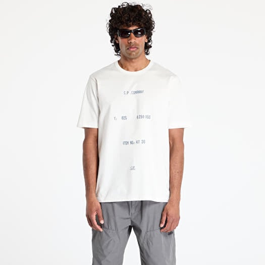 T-krekls C.P. Company 30/2 Mercerized Jersey Twisted Typographic Logo T-Shirt Gauze White