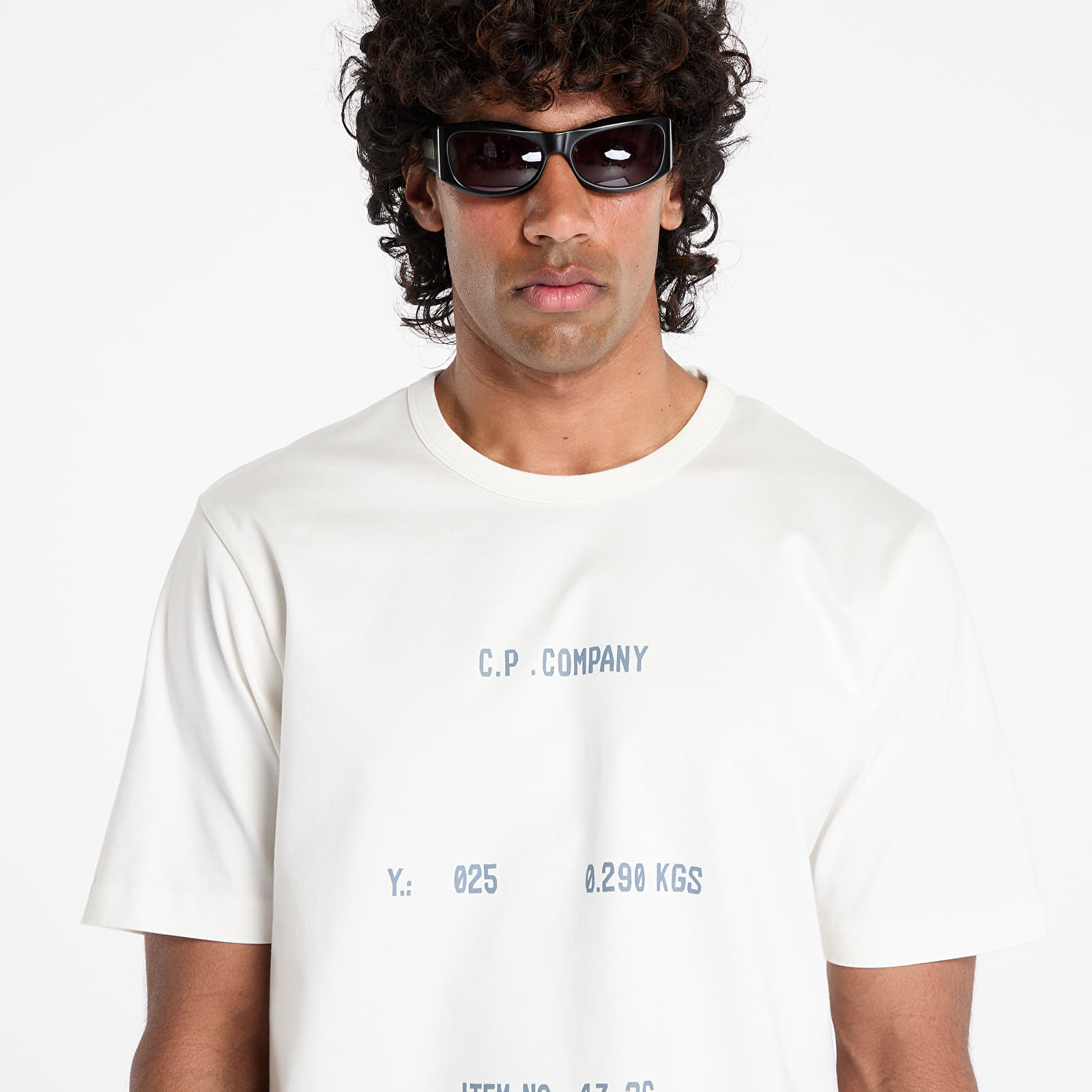 T-shirts C.P. Company 30/2 Mercerized Jersey Twisted Typographic Logo T-Shirt Gauze White