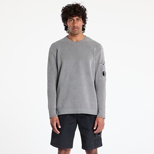 C.P. Company Chenille Cotton Lens Crewneck Knit Smoked Pearl