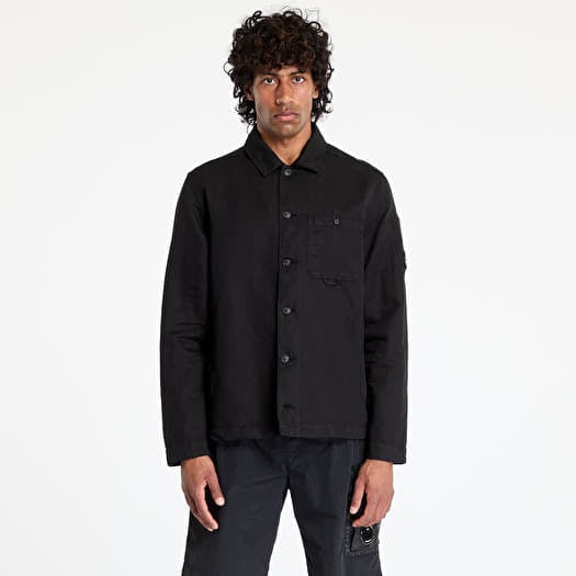 C.P. Company Cotton/Linen Full Zip Overshirt Black