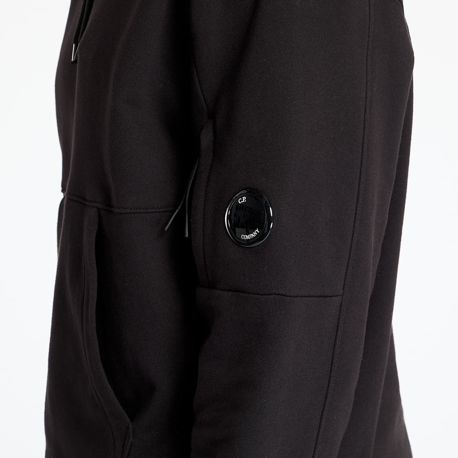 Mikiny C.P. Company Diagonally Raised Fleece Hooded Sweatshirt Black