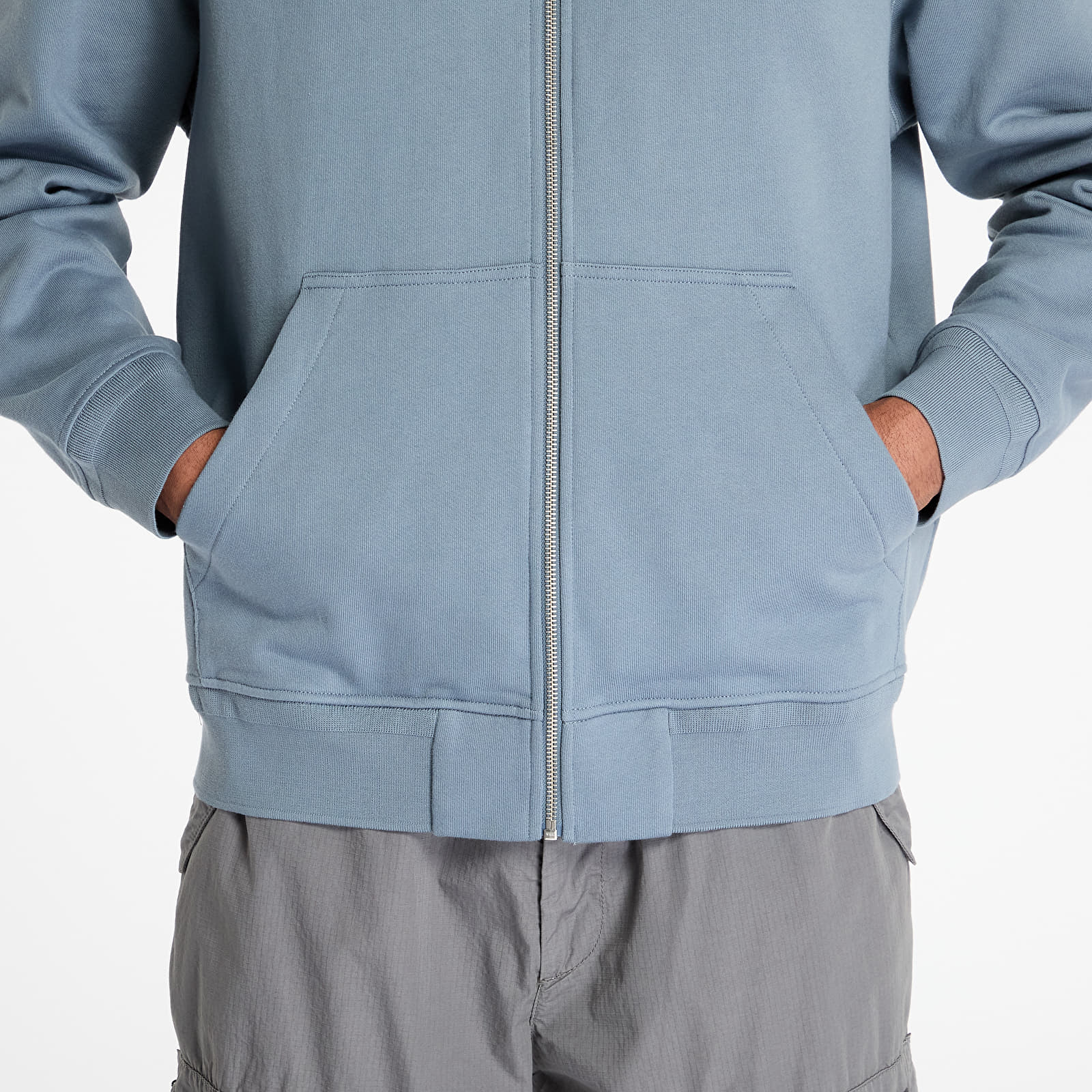 Mikiny C.P. Company Diagonal Raised Fleece Full Zip Logo Sweatshirt Stormy Weather