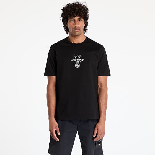T-krekls C.P. Company 30/2 Mercerized Jersey Twisted Embroidery T-Shirt Black
