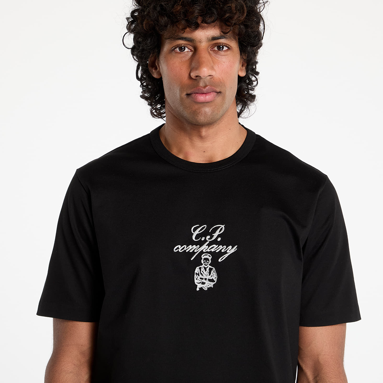 T-Shirts C.P. Company 30/2 Mercerized Jersey Twisted Embroidery T-Shirt Black