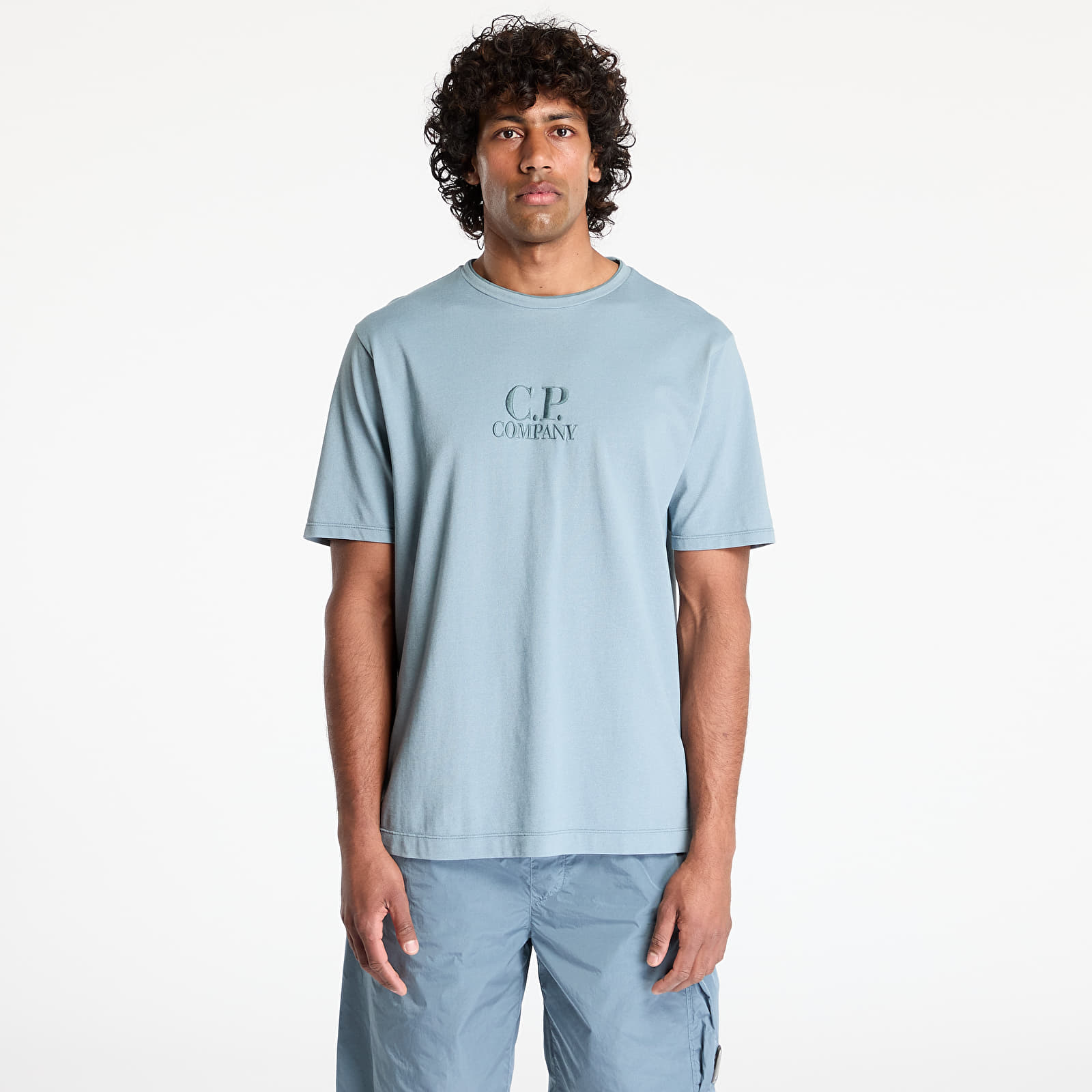 Tričká C.P. Company Tacting Piquet Embroidery T-Shirt Stormy Weather