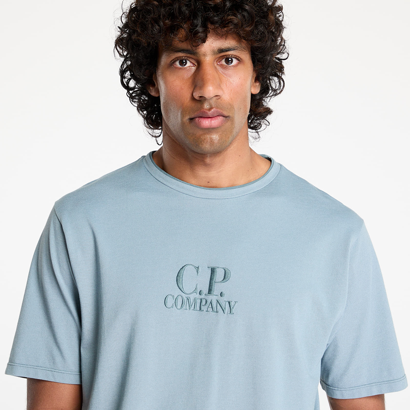 Tričká C.P. Company Tacting Piquet Embroidery T-Shirt Stormy Weather