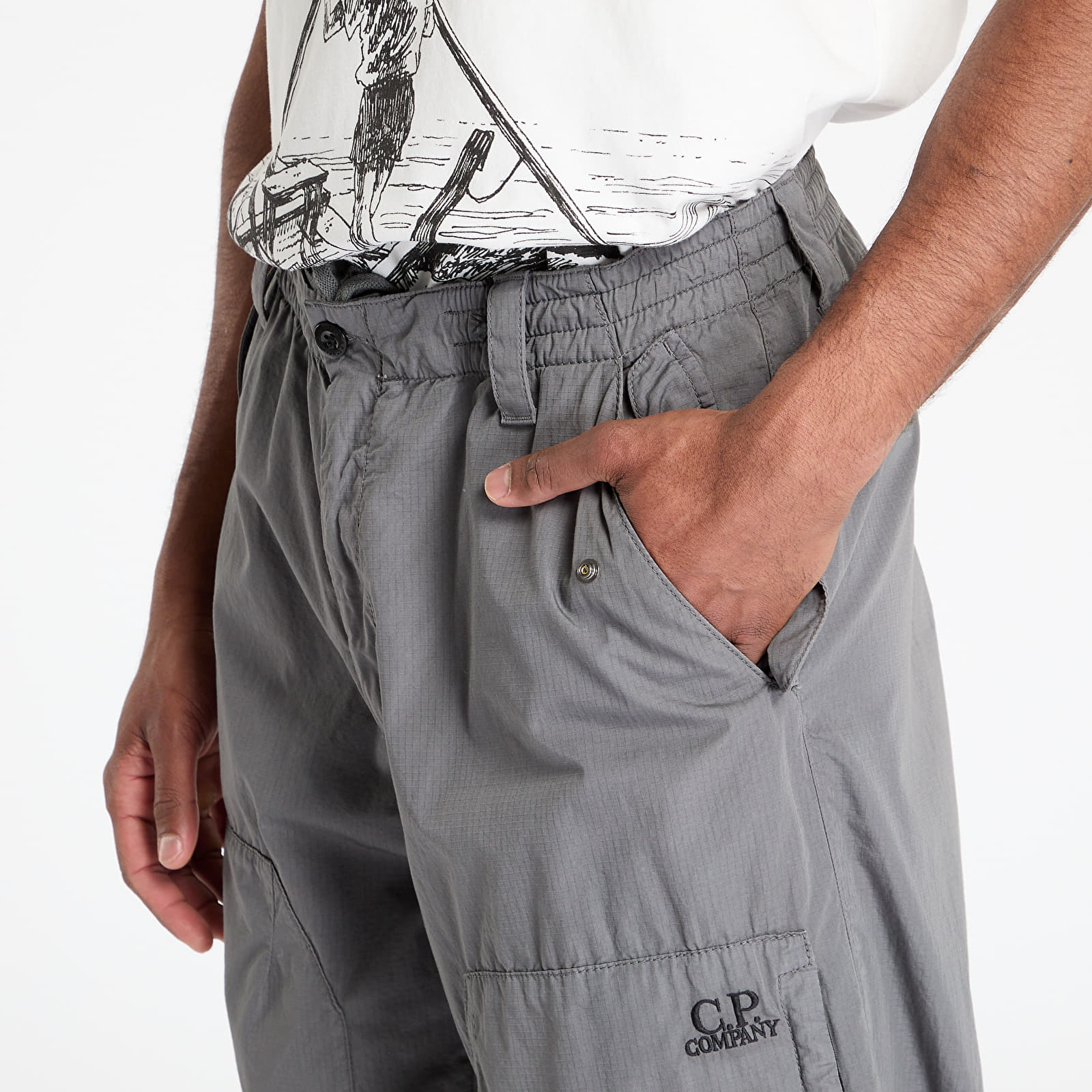 Hosen und Jeans C.P. Company Cotton Rip Stop Loose Pants Smoked Pearl