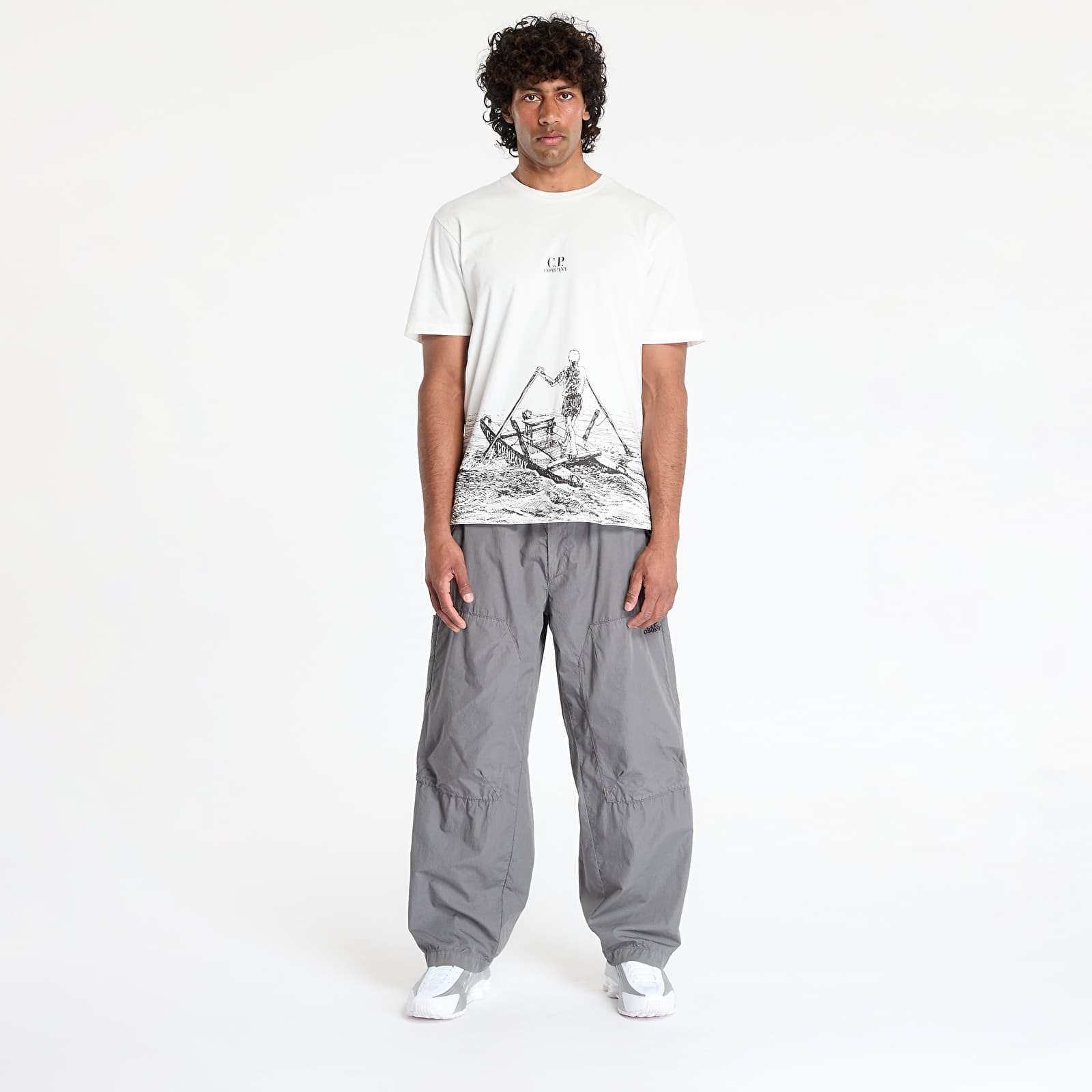 Hosen und Jeans C.P. Company Cotton Rip Stop Loose Pants Smoked Pearl