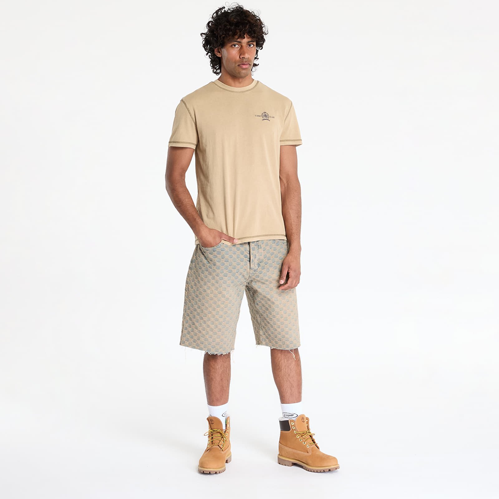 Pánske tričká Tommy Jeans Regular Small Tonal Tee Beige