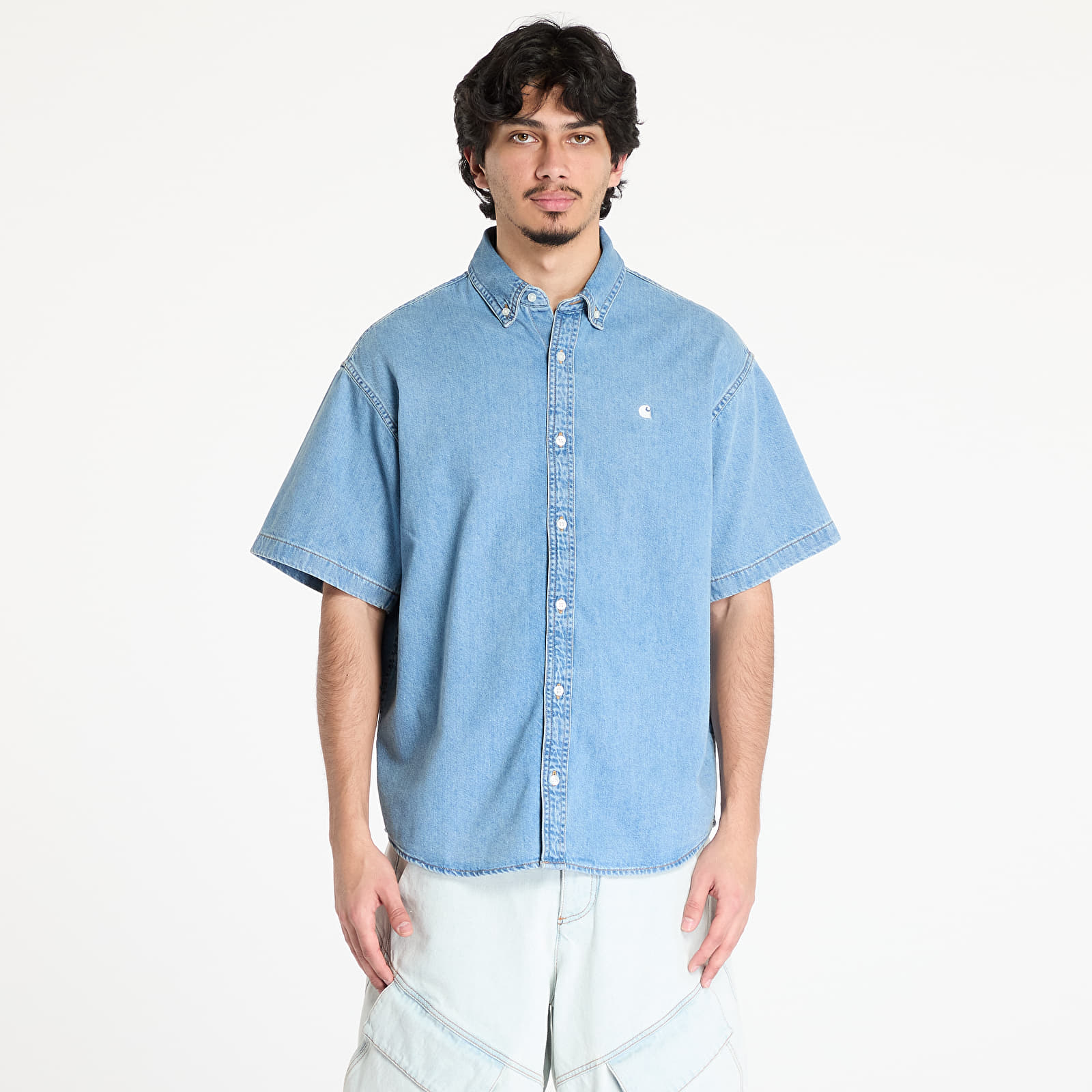 Hemden Carhartt WIP S/S Lucas Shirt UNISEX Blue Bleached