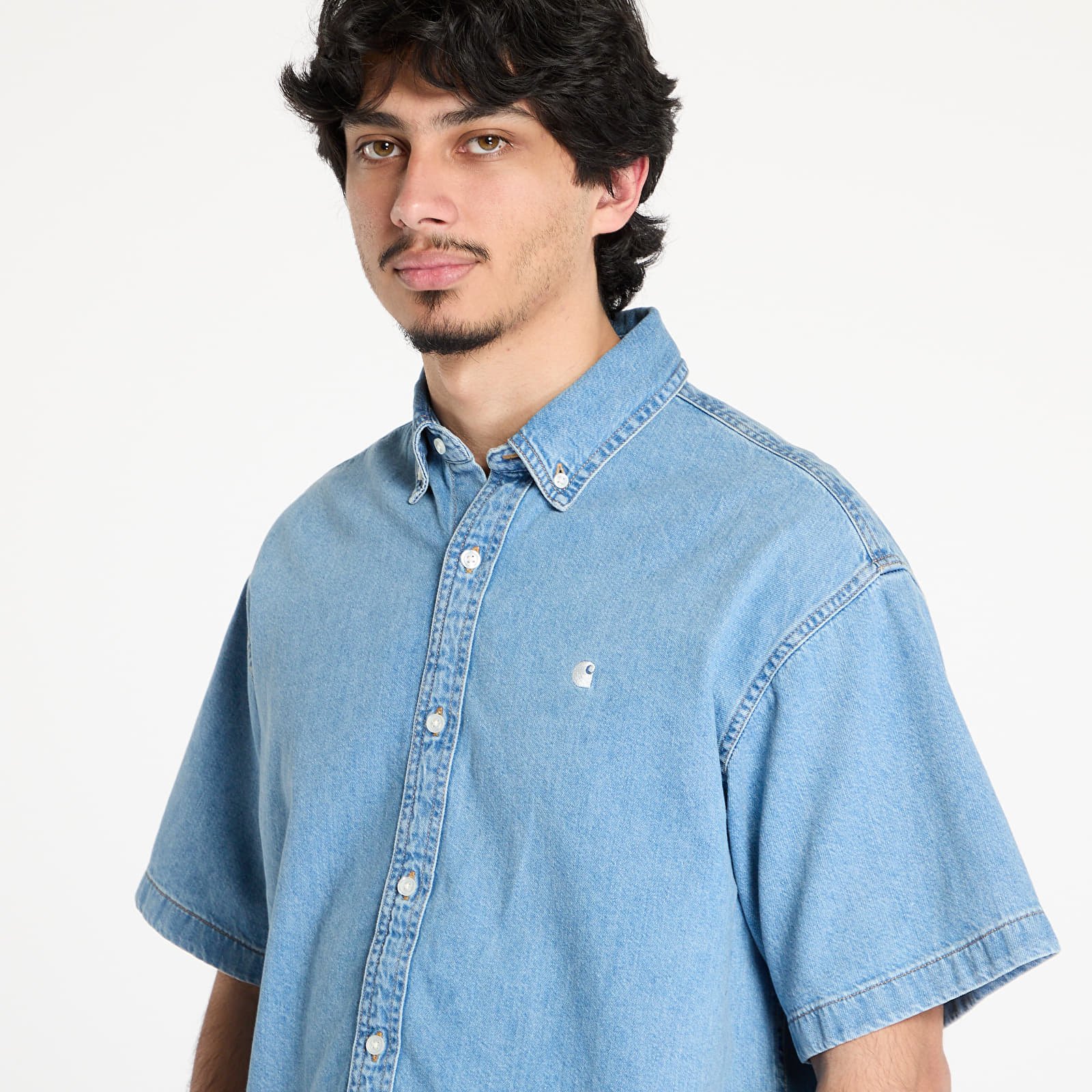 Hemden Carhartt WIP S/S Lucas Shirt UNISEX Blue Bleached