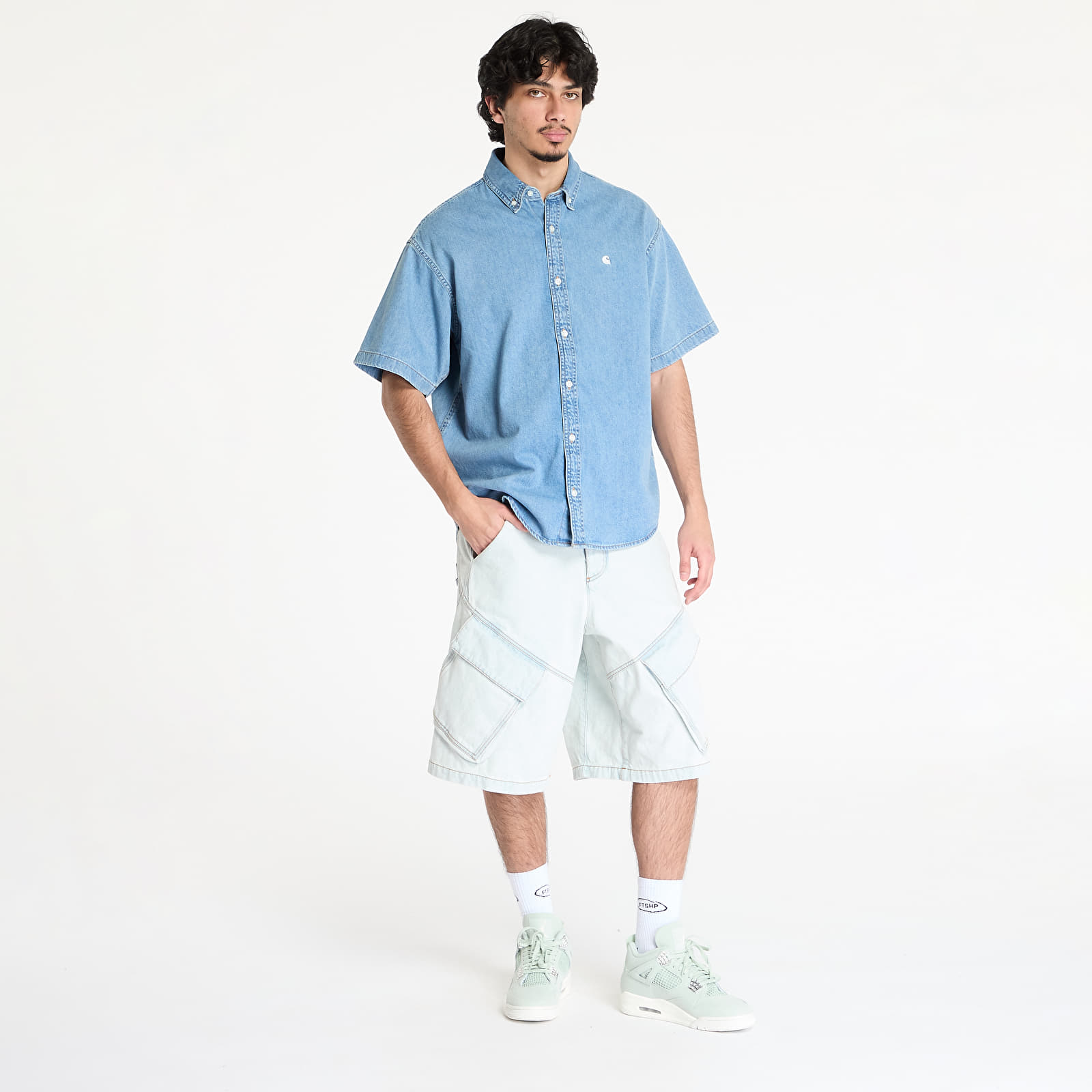 Hemden Carhartt WIP S/S Lucas Shirt UNISEX Blue Bleached