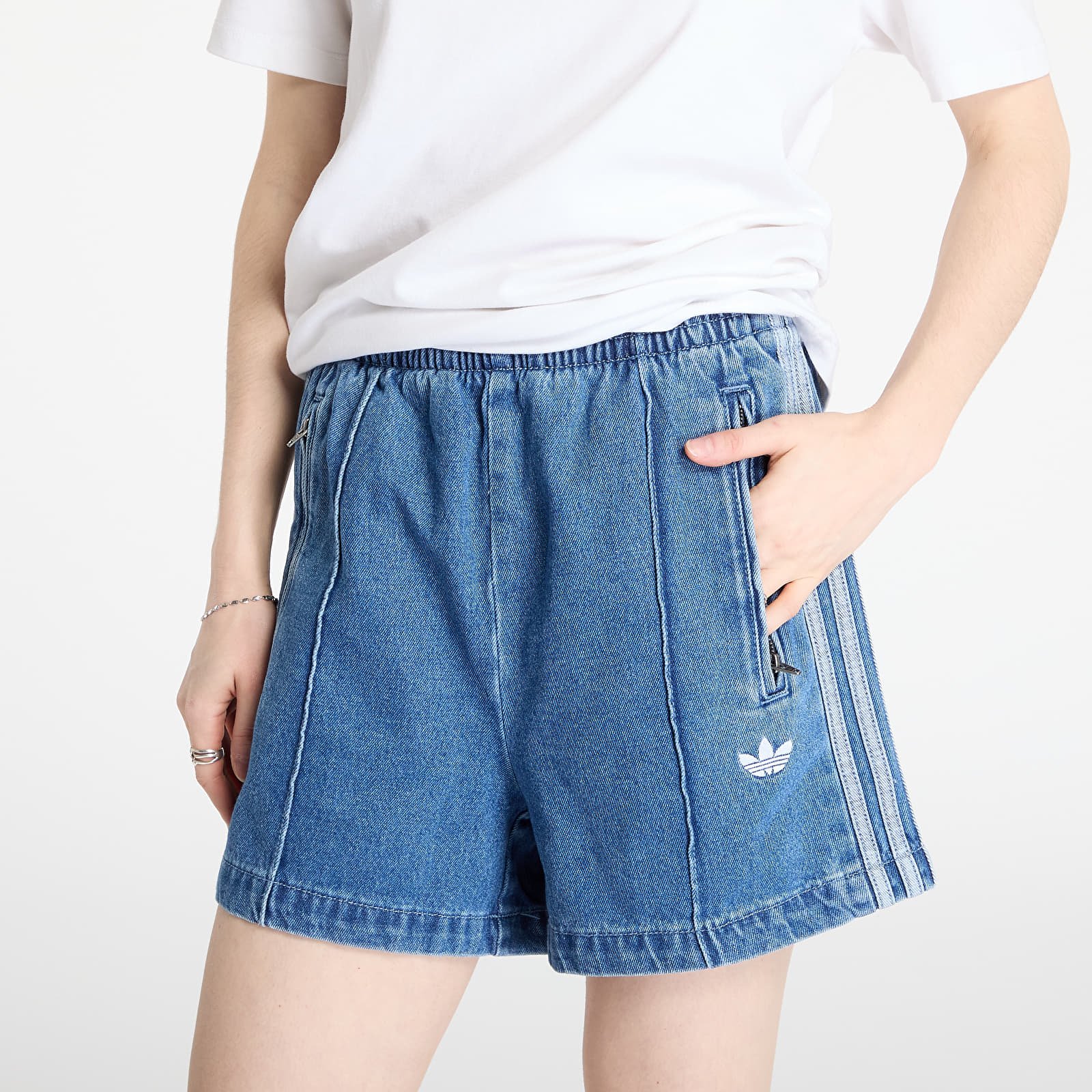 Calções de senhora adidas Firebird Adicolor Denim Short Blue/ Indigo Denim