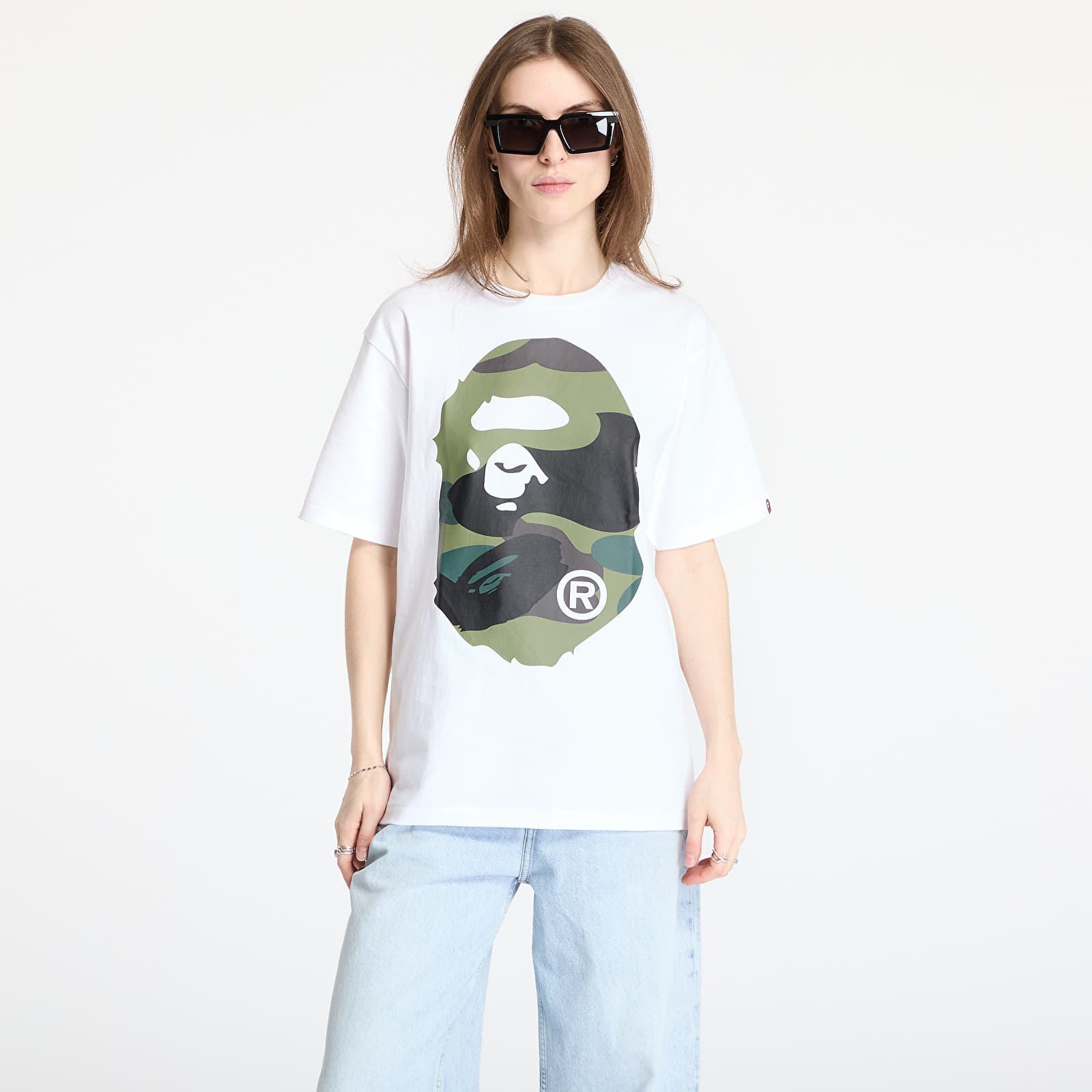 T-shirts A BATHING APE Giant 1St Camo Big Ape Head Tee UNISEX White/ Green