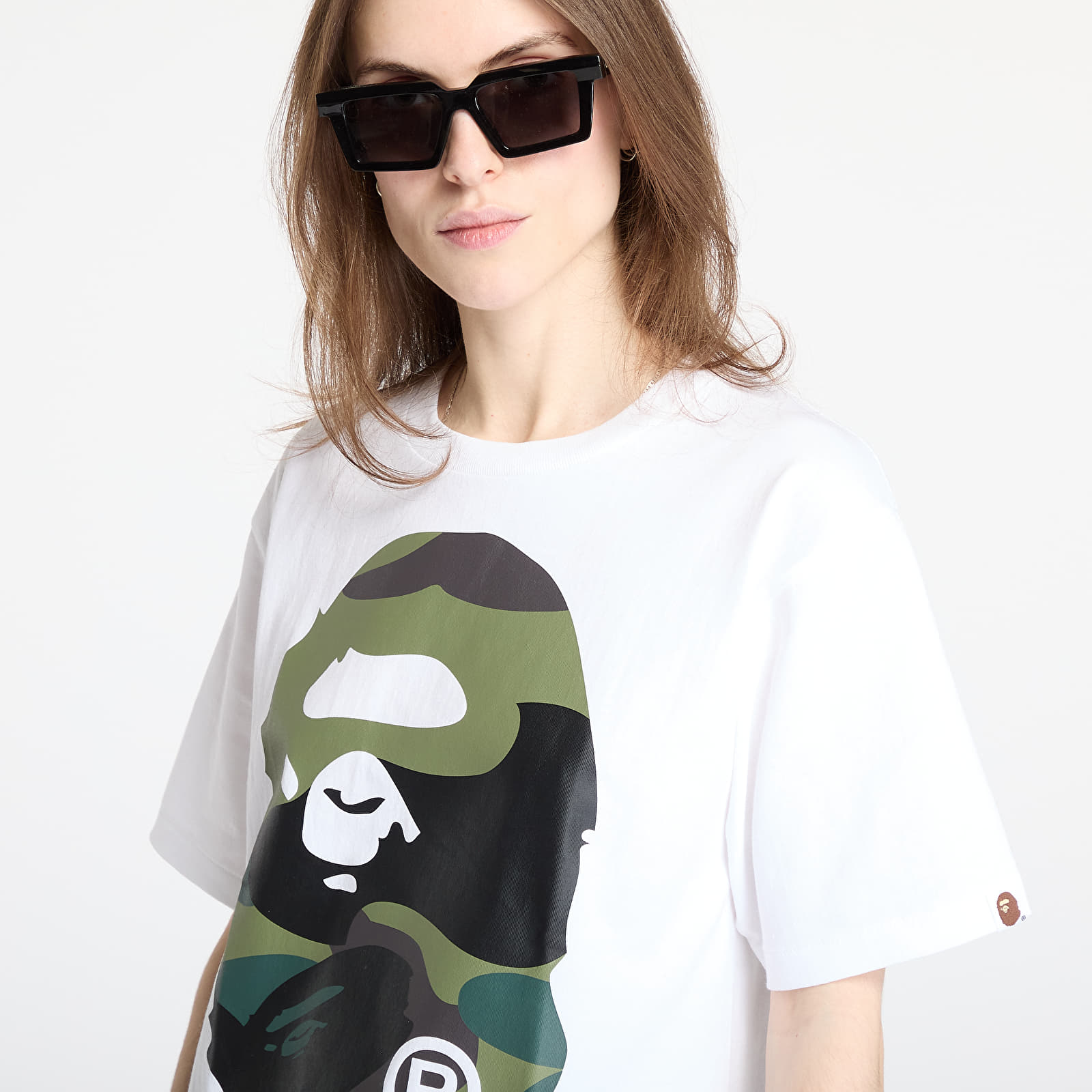 T-shirts A BATHING APE Giant 1St Camo Big Ape Head Tee UNISEX White/ Green
