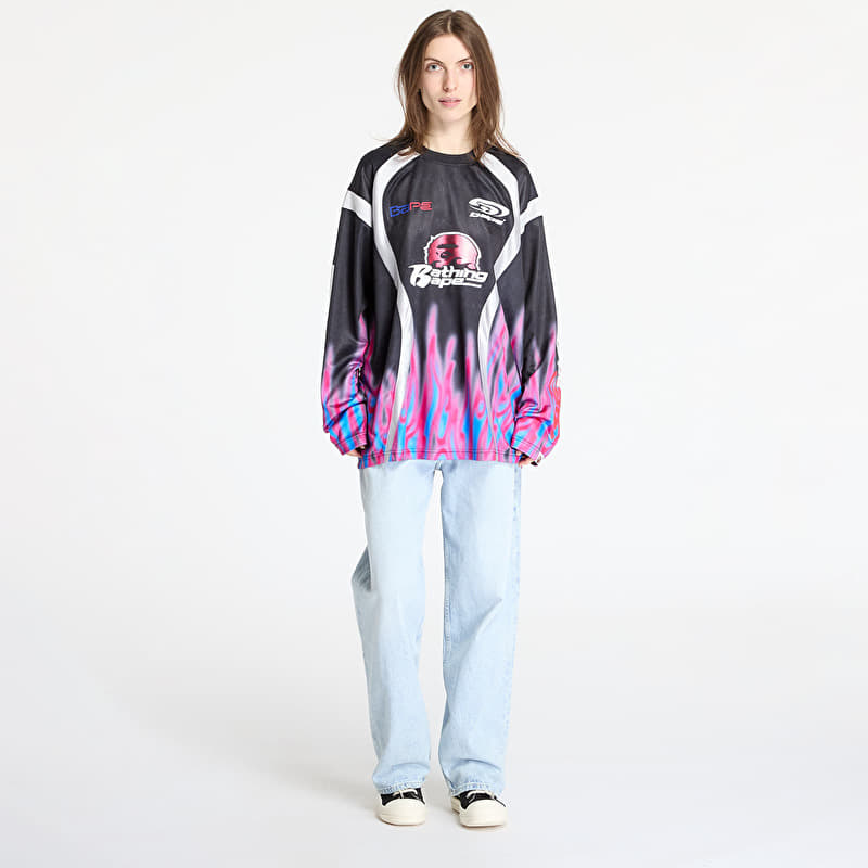 A BATHING APE Flame Pattern Multilogo Relaxed Fit Football Jersey