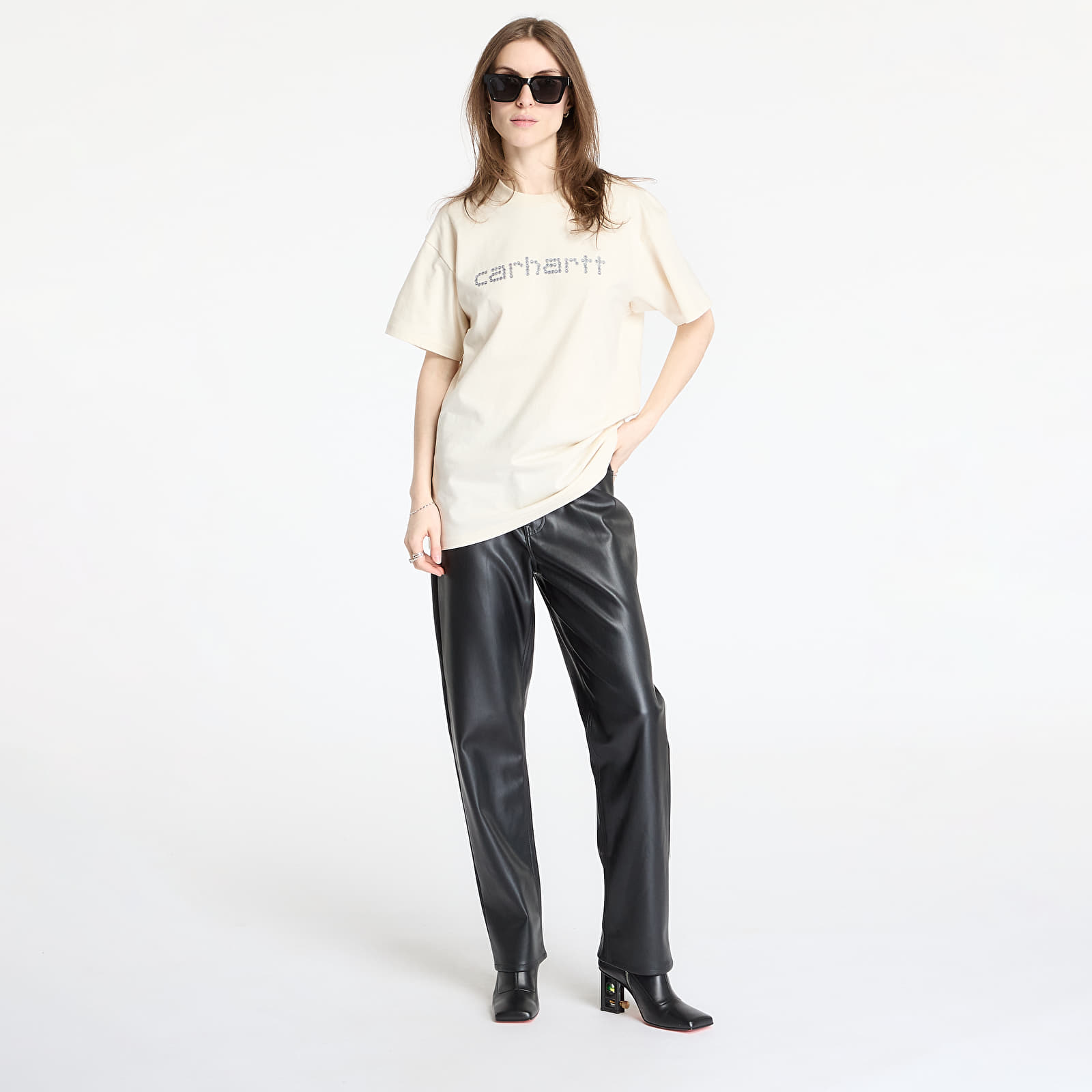 Pólók Carhartt WIP S/S Rivet Script T-Shirt UNISEX Natural