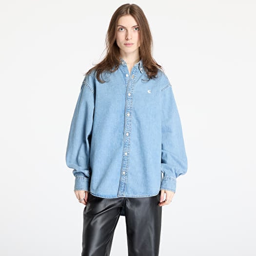 Hemd Carhartt WIP L/S Lucas Shirt UNISEX Blue Bleached