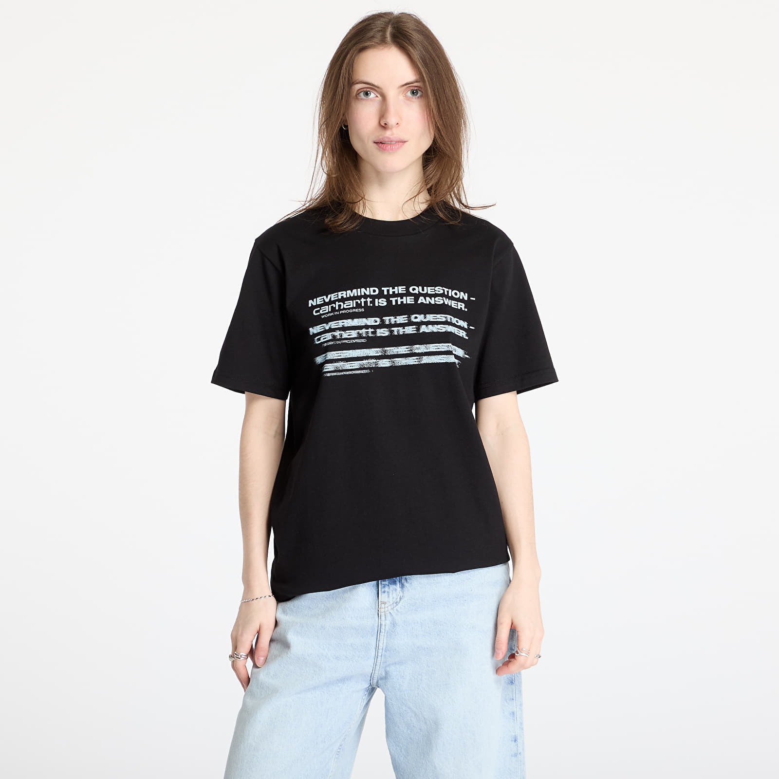 Pólók Carhartt WIP S/S Nevermind T-Shirt UNISEX Black/ White