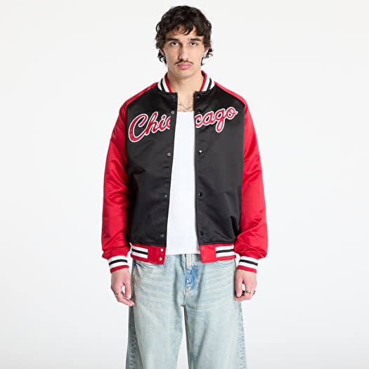 Mitchell & Ness NBA Double Clutch Lw Satin Vintage Logo Bulls Jacket Black/ Scarlet