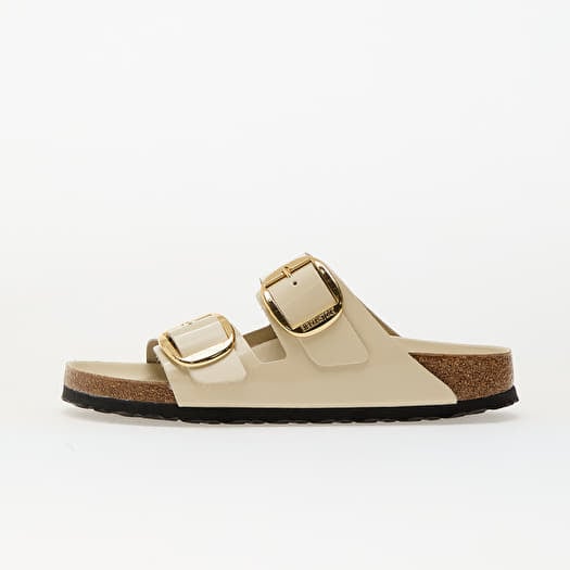 Birkenstock Arizona Big Buckle Natural Leather Patent High-Shine Ecru