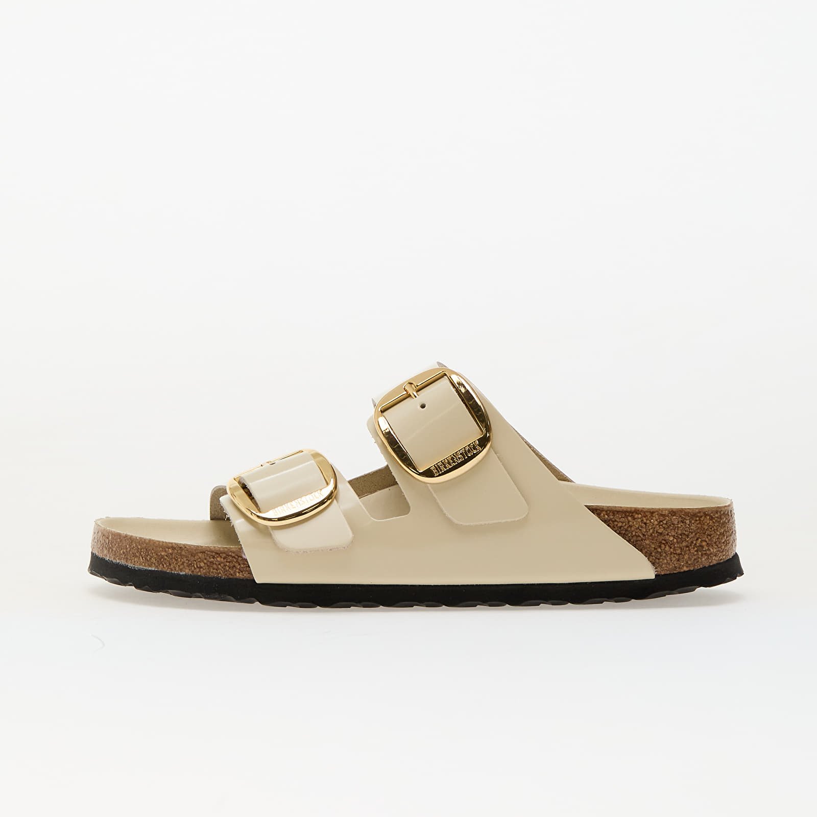 Frauen Birkenstock Arizona Big Buckle Natural Leather Patent High-Shine Ecru