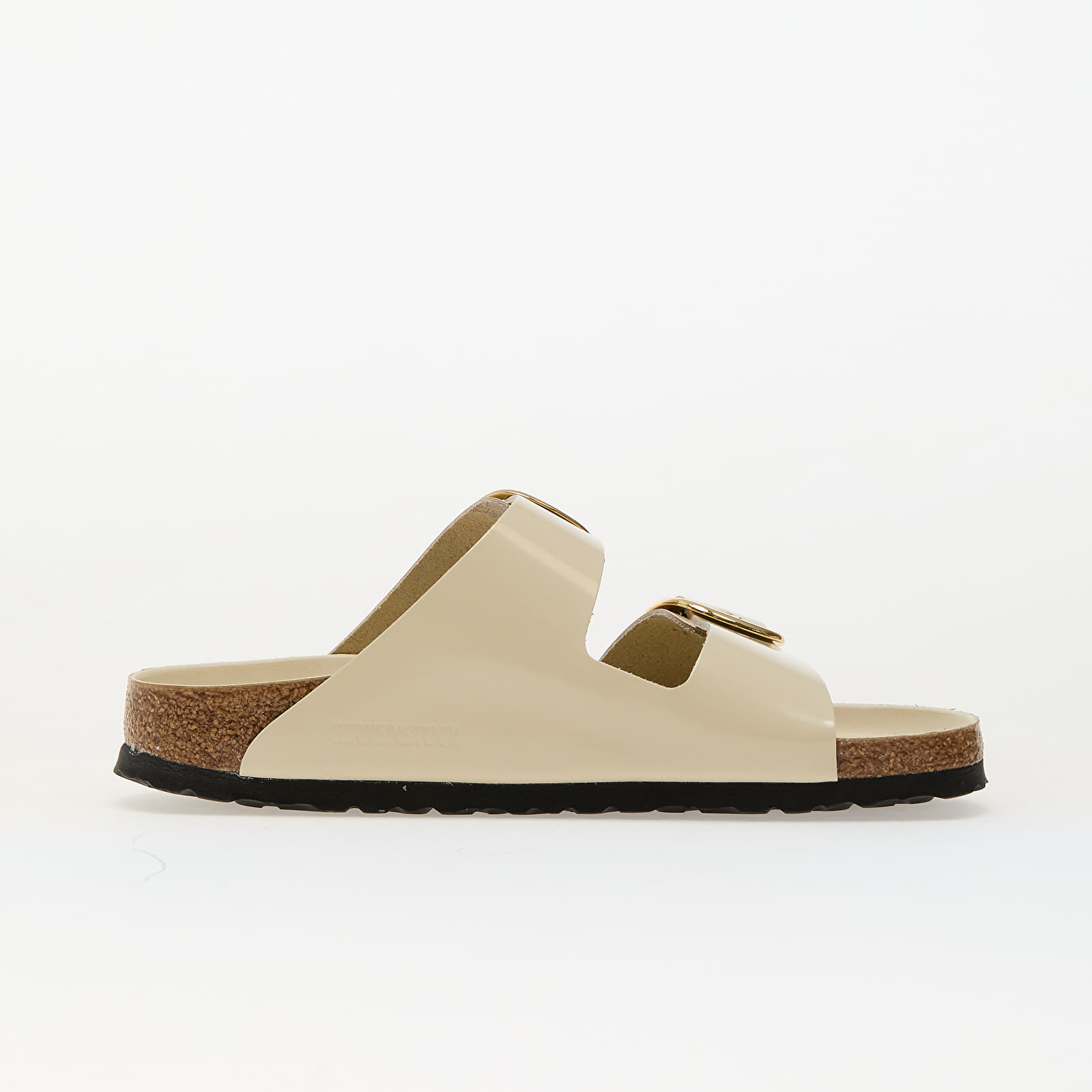 Frauen Birkenstock Arizona Big Buckle Natural Leather Patent High-Shine Ecru