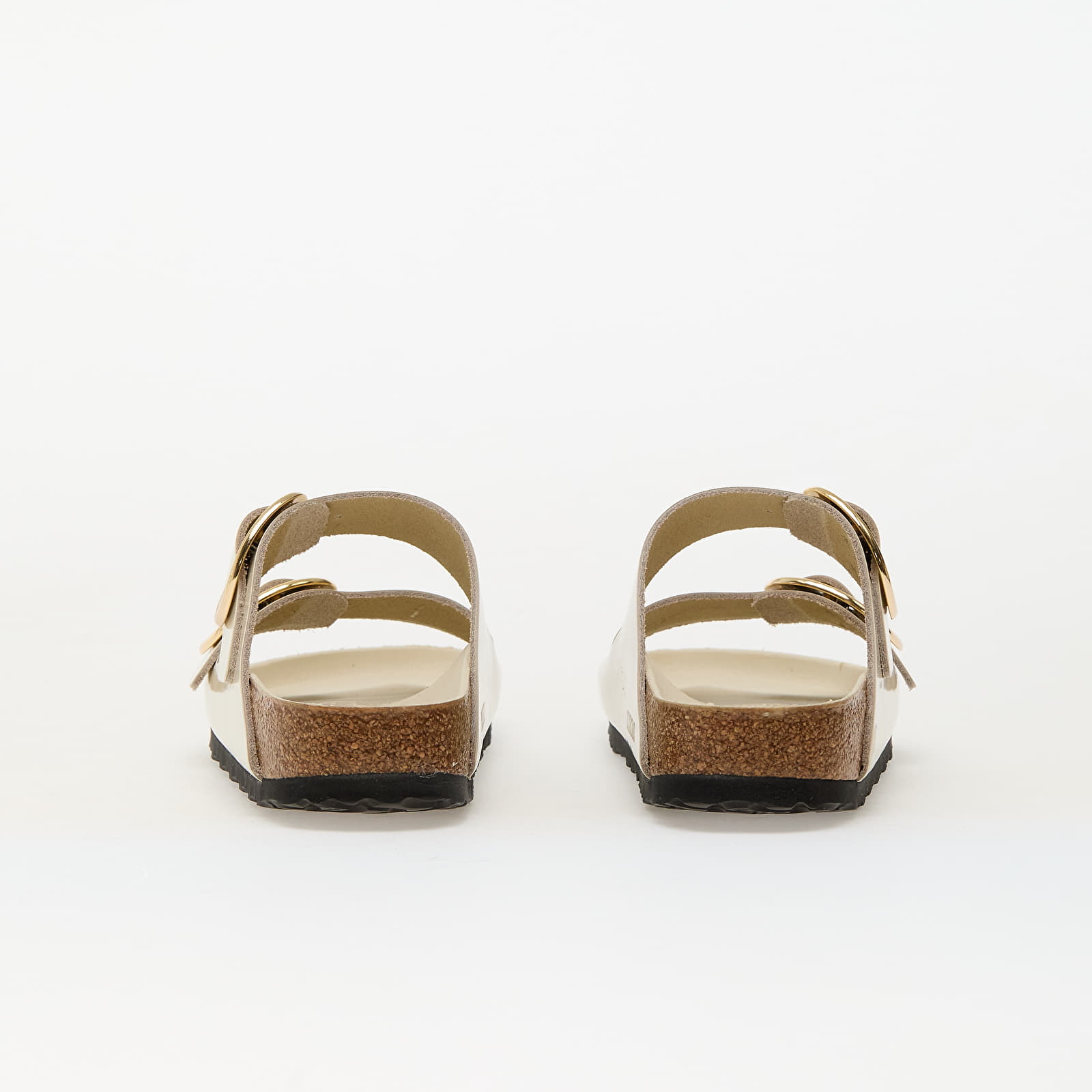Frauen Birkenstock Arizona Big Buckle Natural Leather Patent High-Shine Ecru