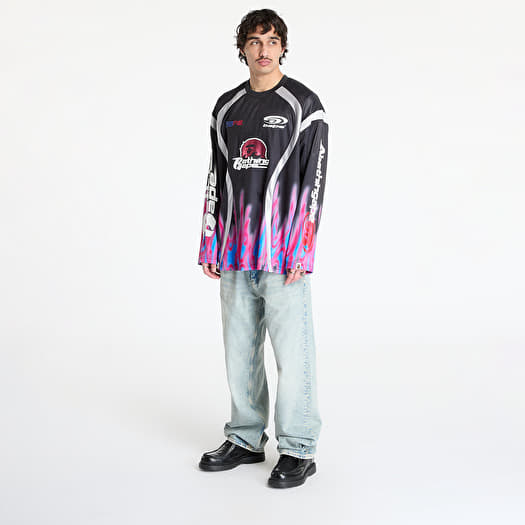 Jerseys A BATHING APE Flame Pattern Multilogo Relaxed Fit Football