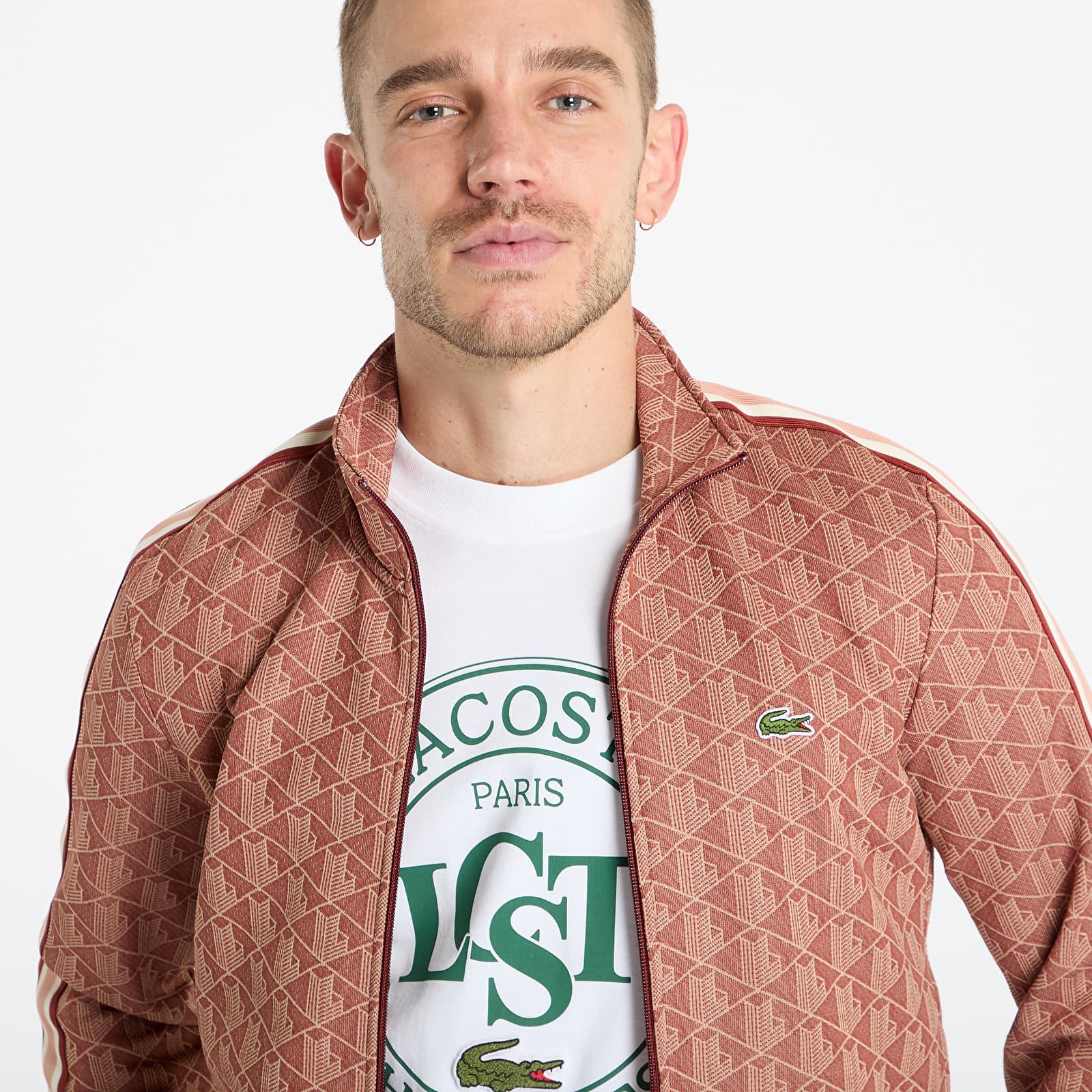 Pánské mikiny LACOSTE Jacquard Sweatshirt Iberis/ Latte
