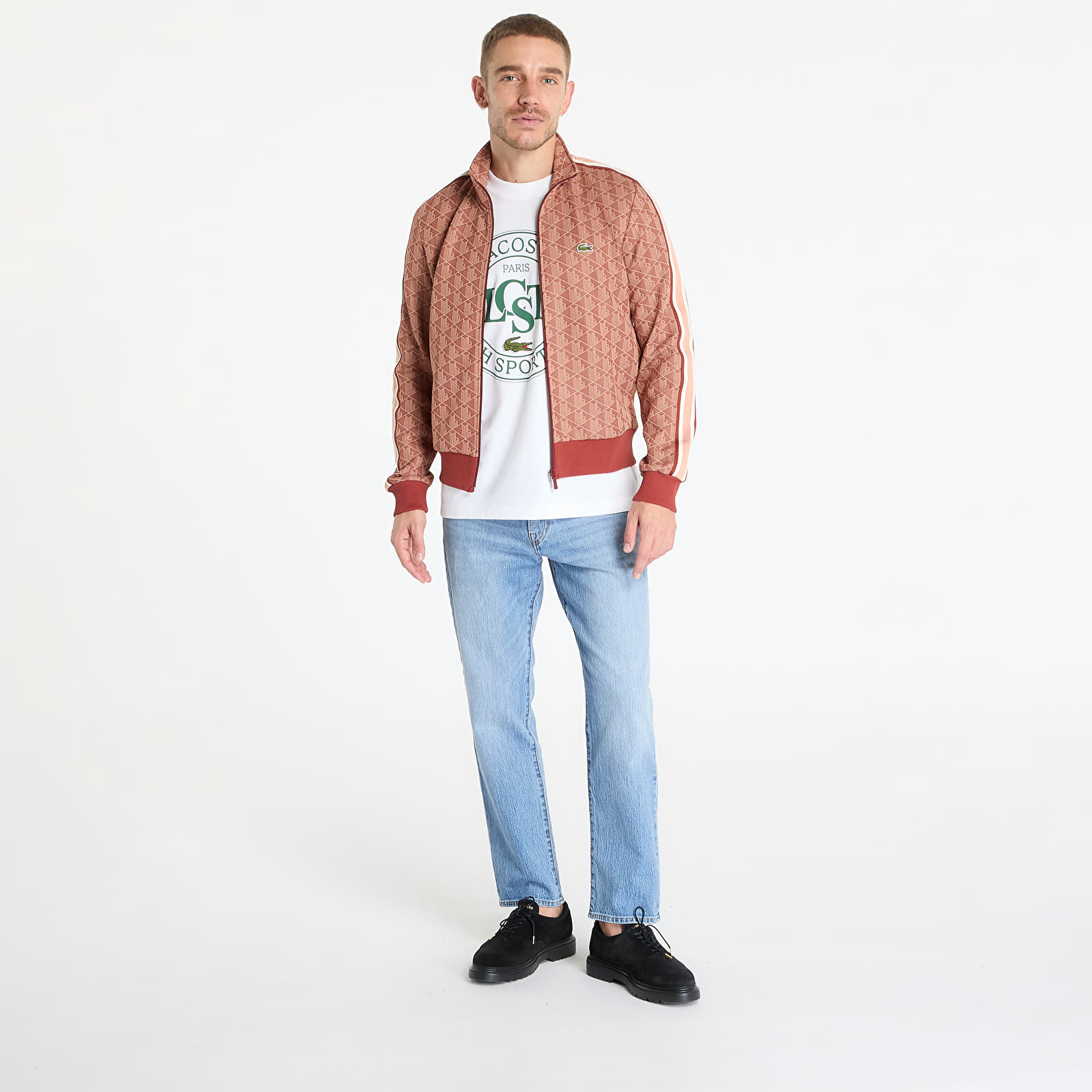 Pánské mikiny LACOSTE Jacquard Sweatshirt Iberis/ Latte