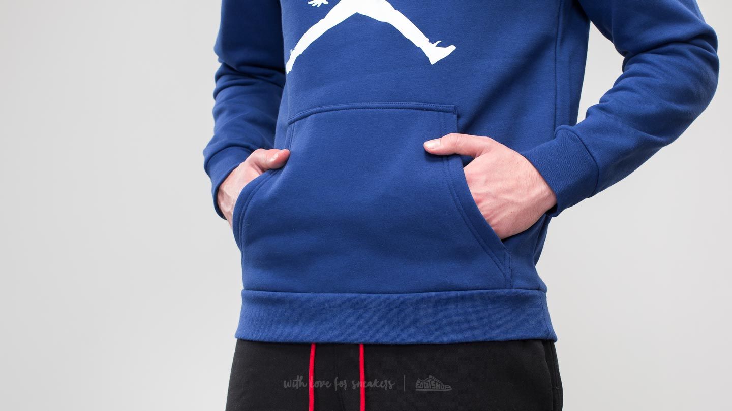 Mikiny Jordan Jumpman Air FLight Fleece Pullover Hoodie Deep Royal Blue/ White
