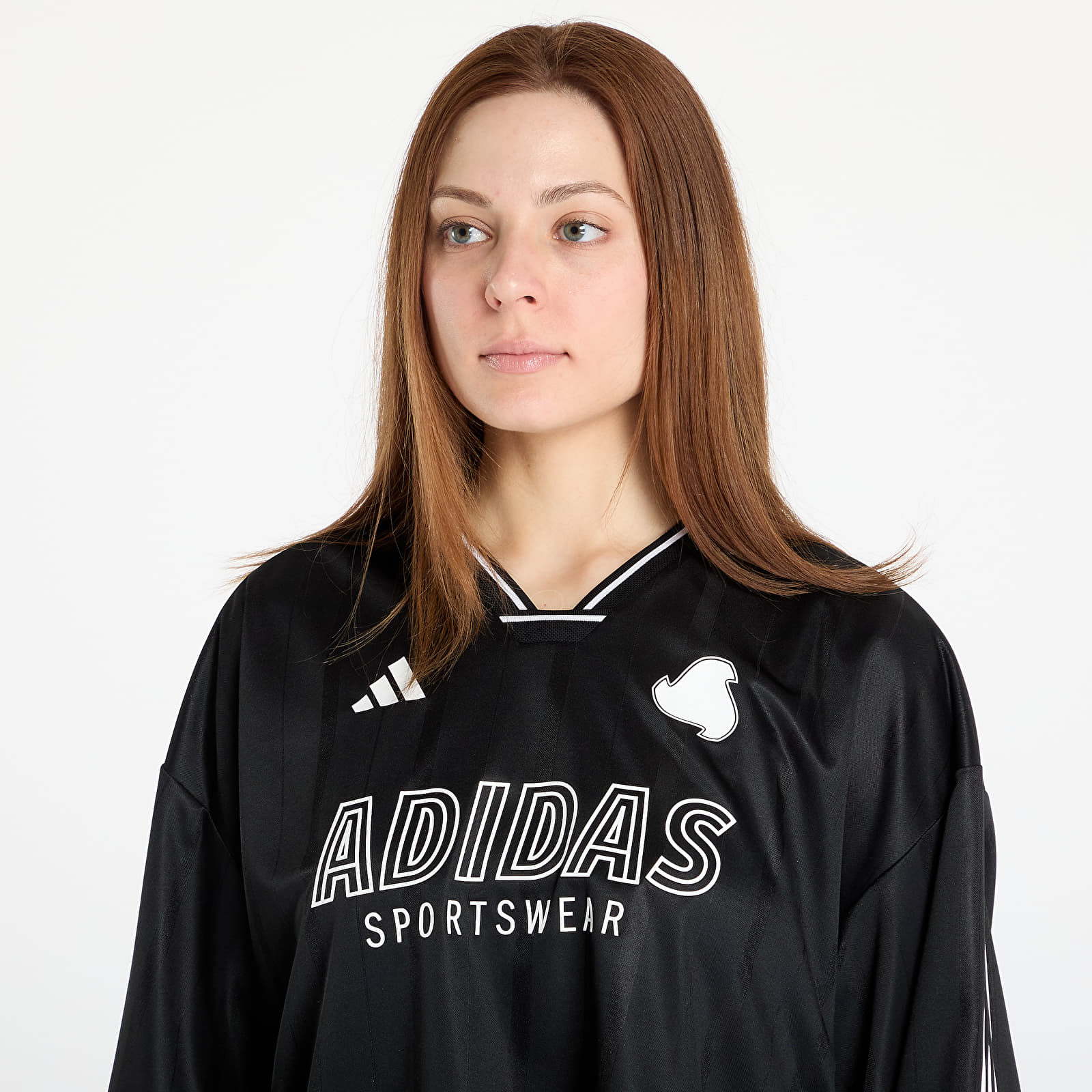 Trikots für Frauen adidas Tiro Cut 3 Stripes Oversized Mesh Jersey Black/ White