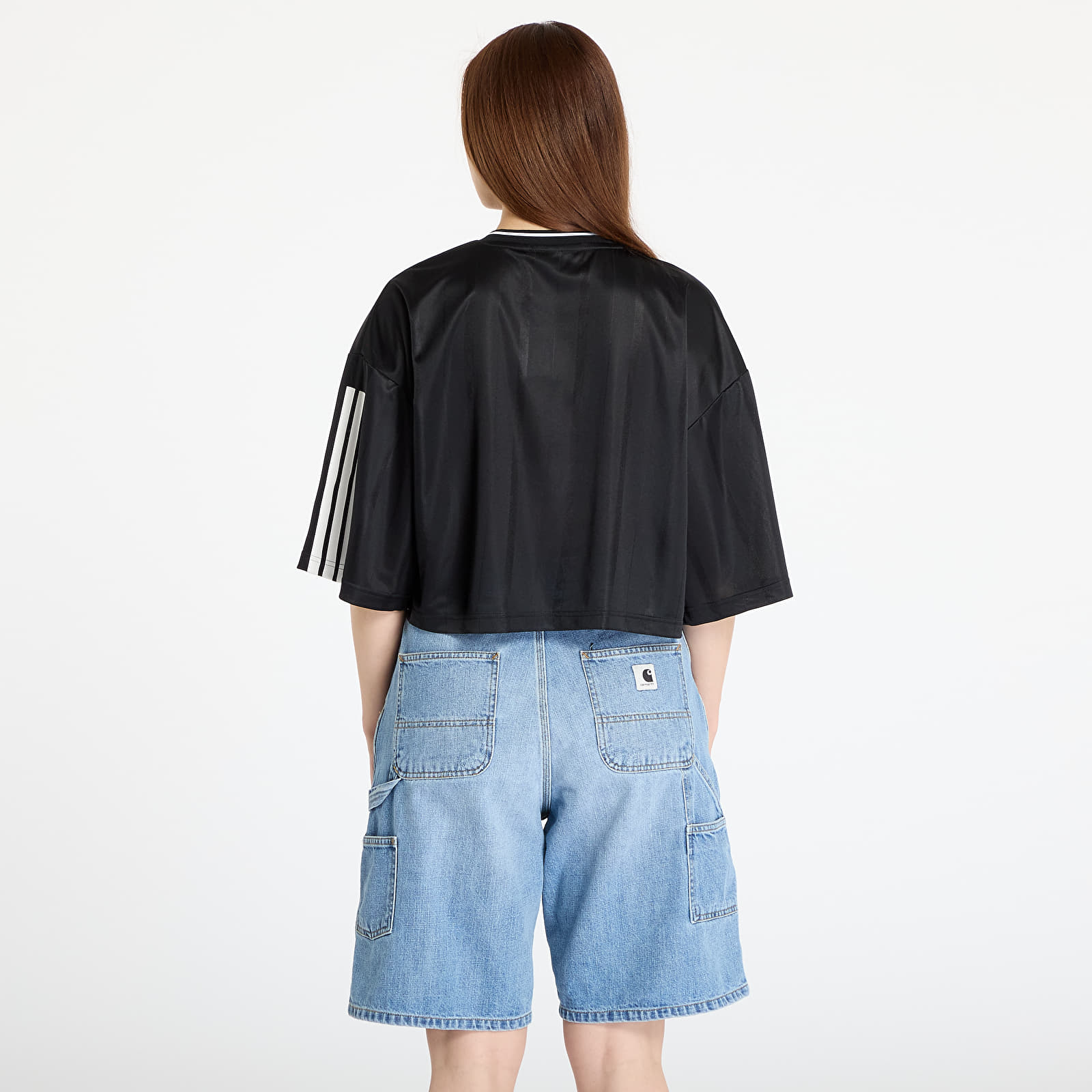 Trikots für Frauen adidas Tiro Cut 3 Stripes Oversized Mesh Jersey Black/ White