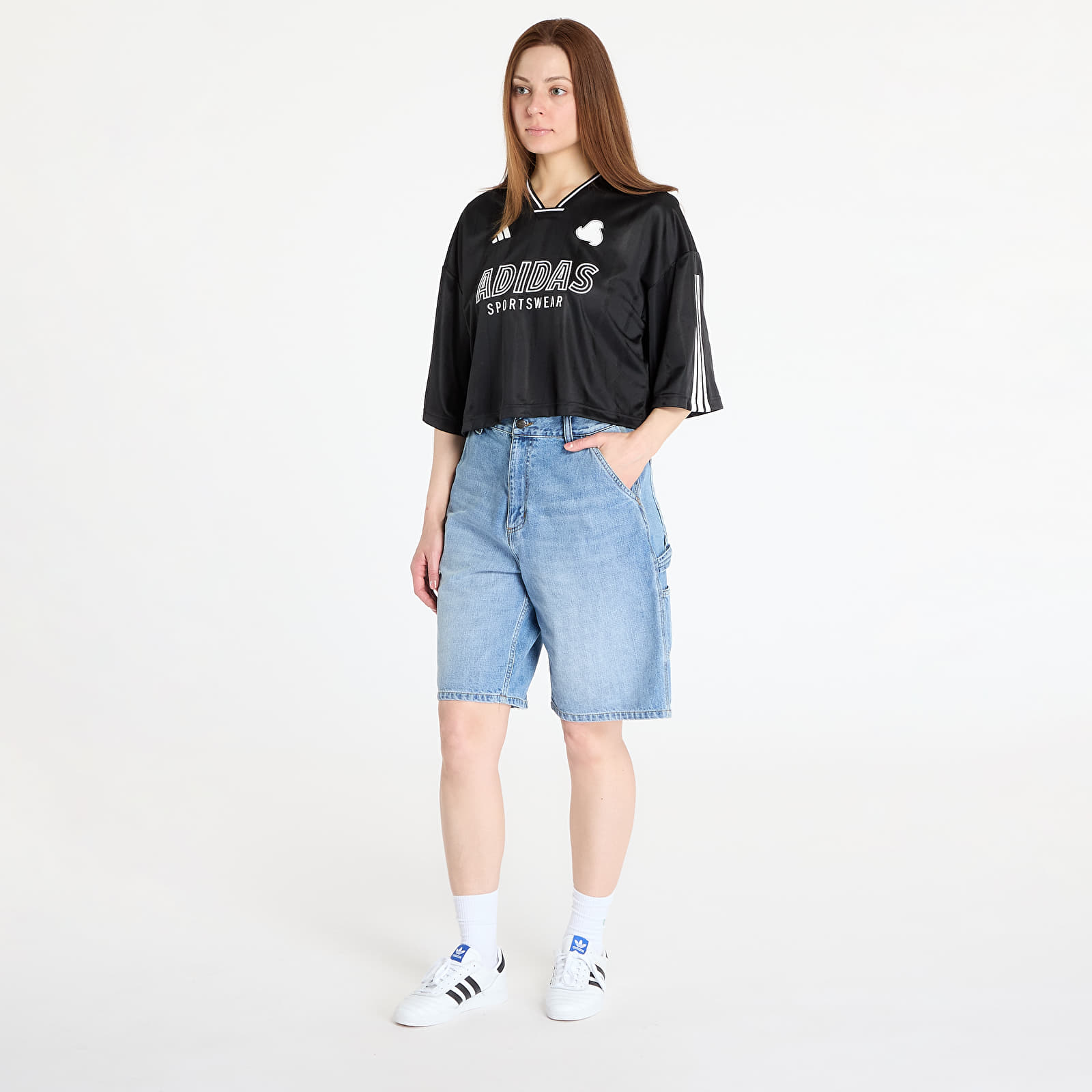 Trikots für Frauen adidas Tiro Cut 3 Stripes Oversized Mesh Jersey Black/ White