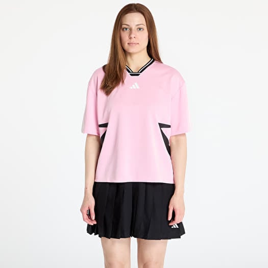 Marškinėliai adidas Tiro Cut 3 Stripes Color Block Boyfriend T-Shirt True Pink/ Black/ White