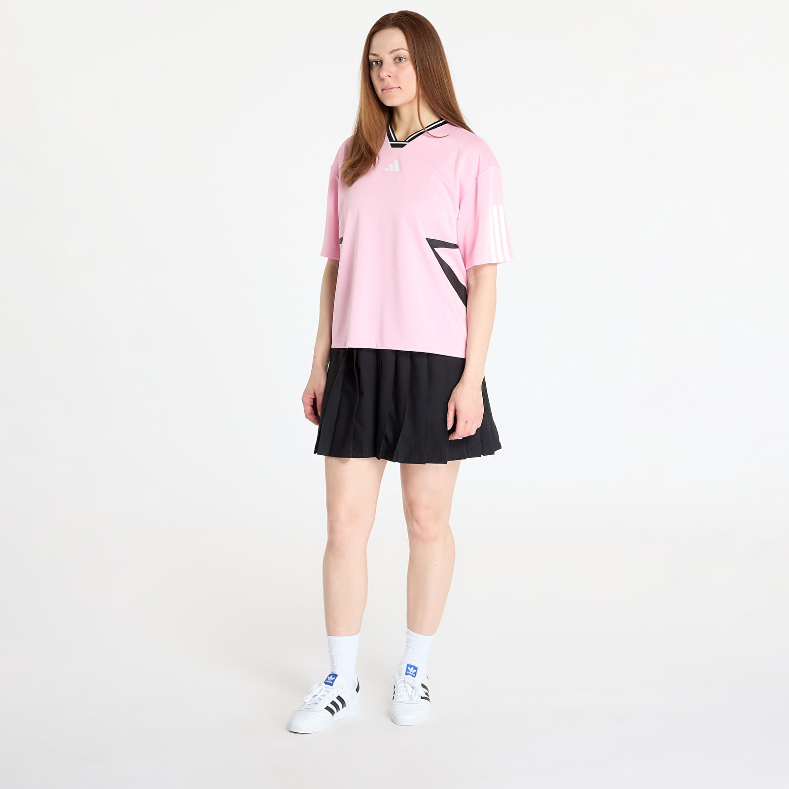 Női pólók  adidas Tiro Cut 3 Stripes Color Block Boyfriend T-Shirt True Pink/ Black/ White