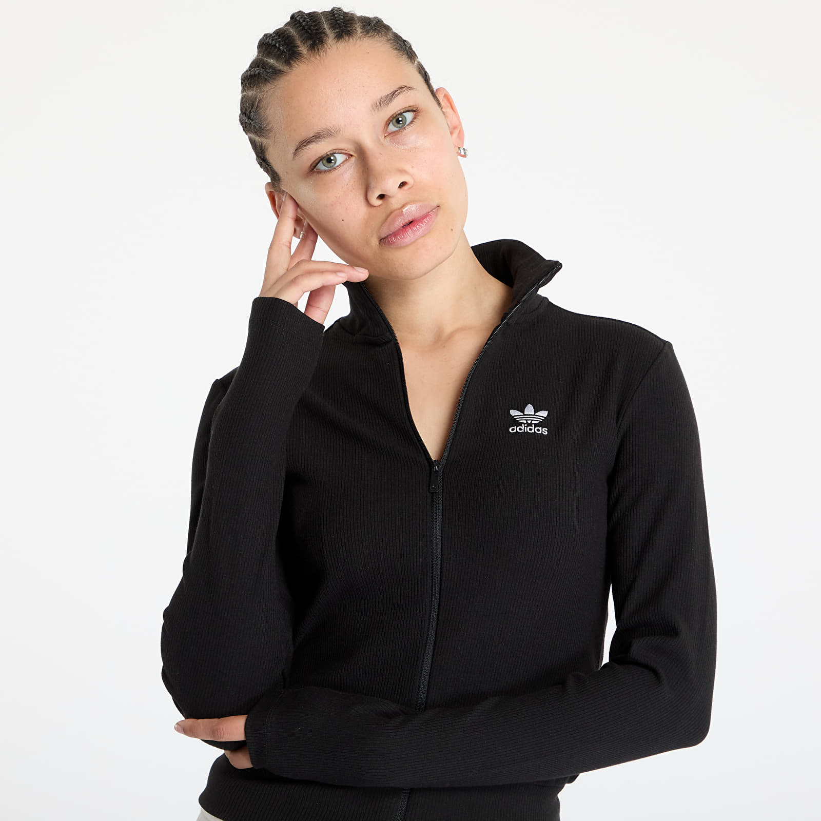 Mikiny adidas Essentials Rib Full Zip Tracktop Black/ Black