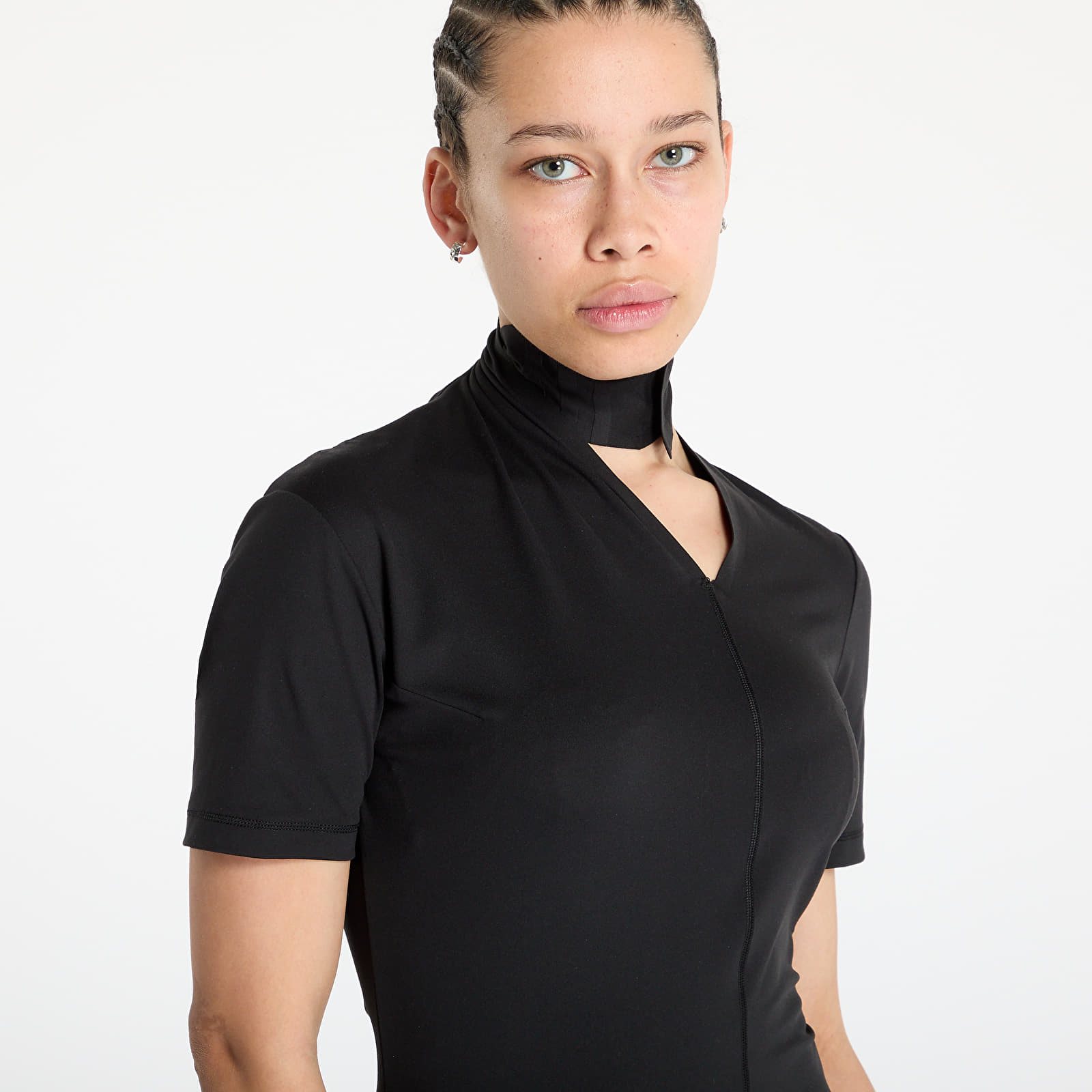 Kleider Y-3 Fitted Neck Closure Dress Black