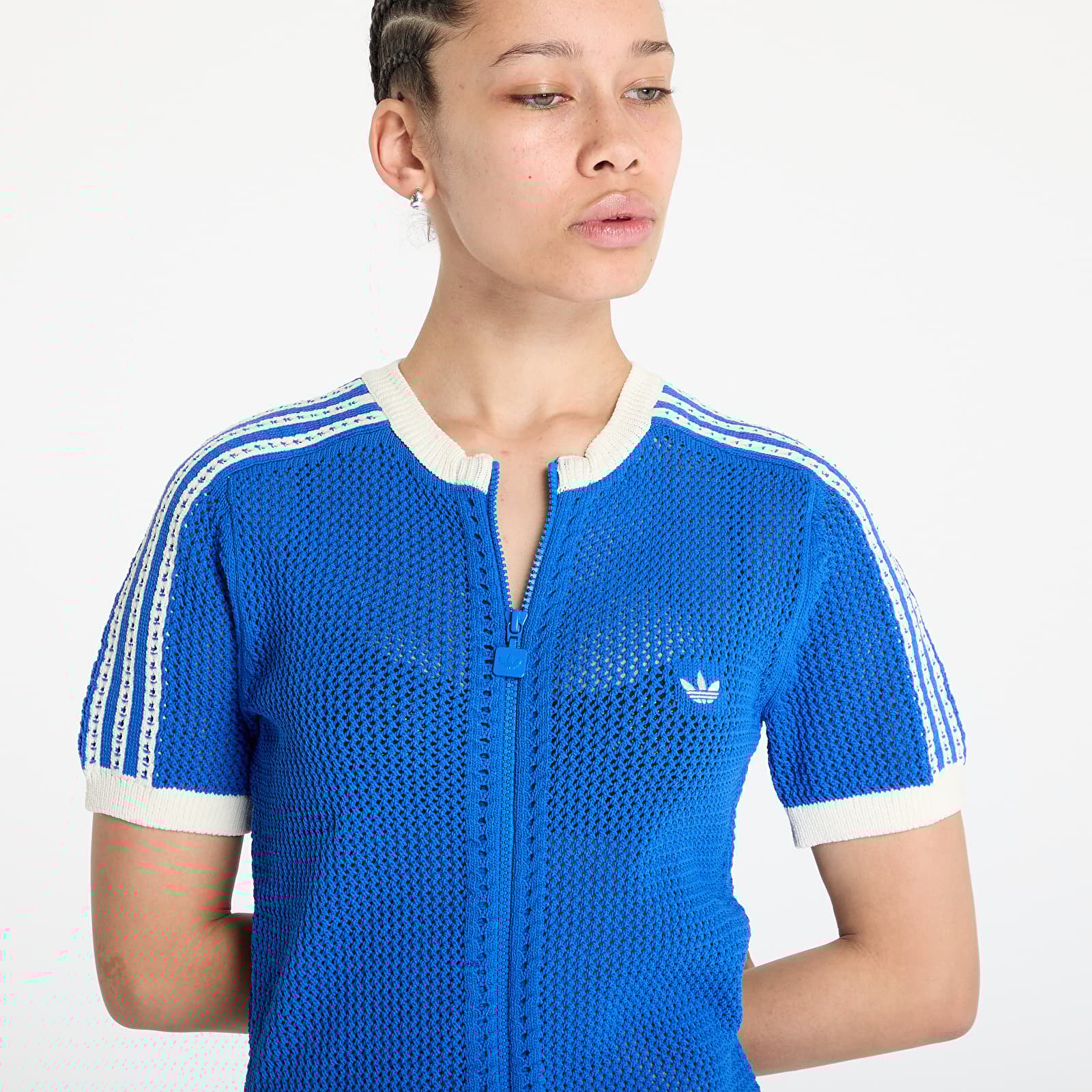 Šaty adidas Originals Premium Crochet Dress Blue/ Blue