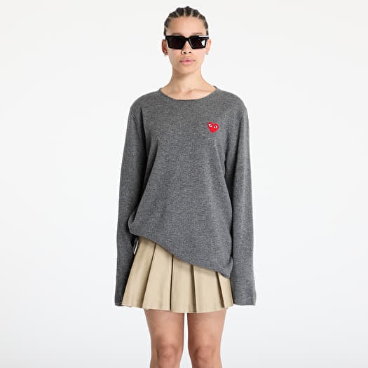 Comme des Garçons PLAY Red Heart Crewneck Jumper Mid Grey